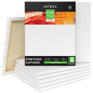 Paint Canvases for Painting, Pack of 4, 8 Inches, Triangle Blank Canvas  Bulk, Pine Wood Frame, 100% Cotton Stretched Canvas