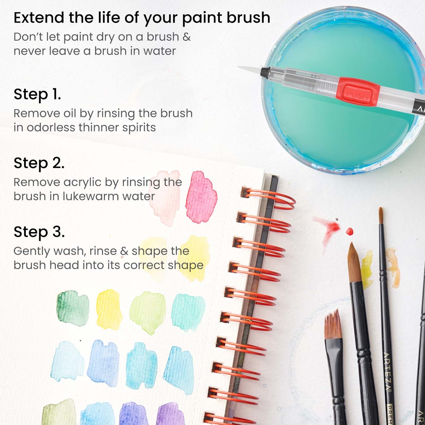 Water Brush Pens - Set of 6