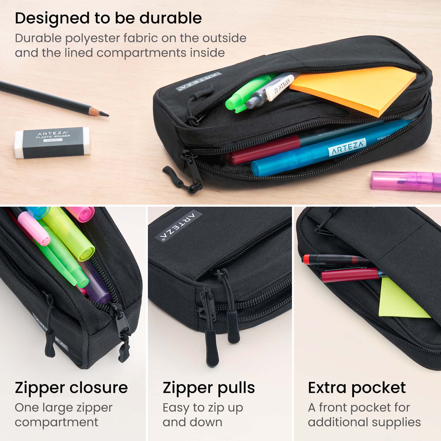 O-check Canvas Standard Zipper Pencil Case 