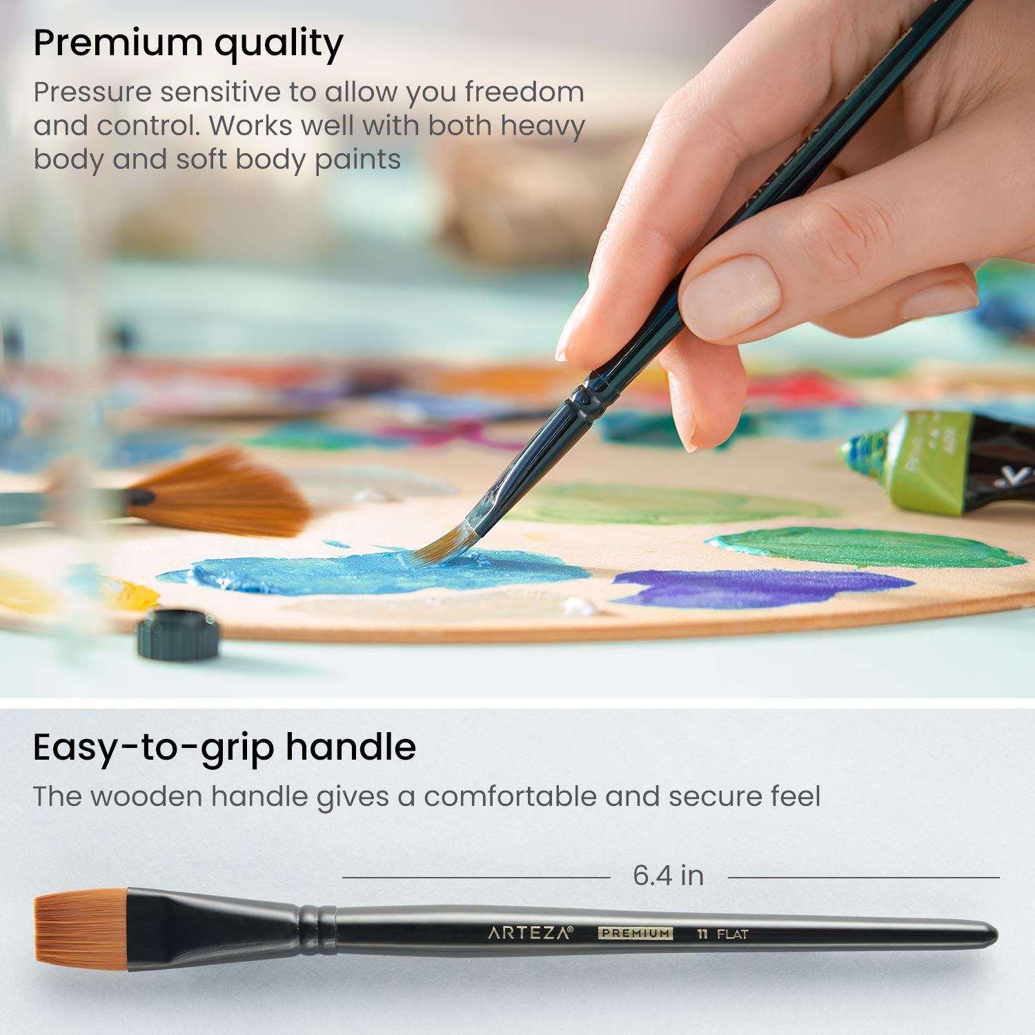 Paint Brushes 4 Pack,Wood Handle Paint Brush Set for Acrylic Painting,Profession