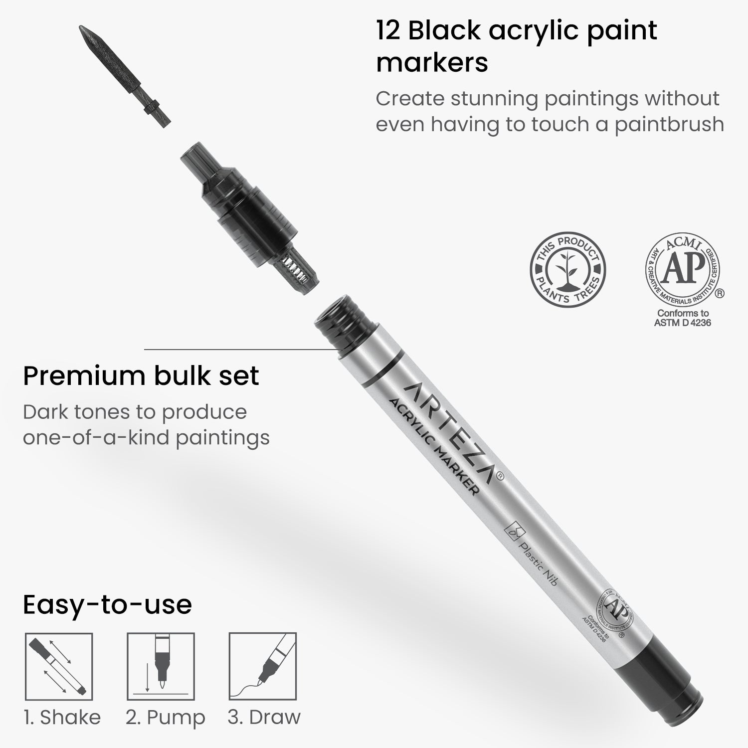 Black Markers for Drawing - Marker Pens Brush Pens for Artists