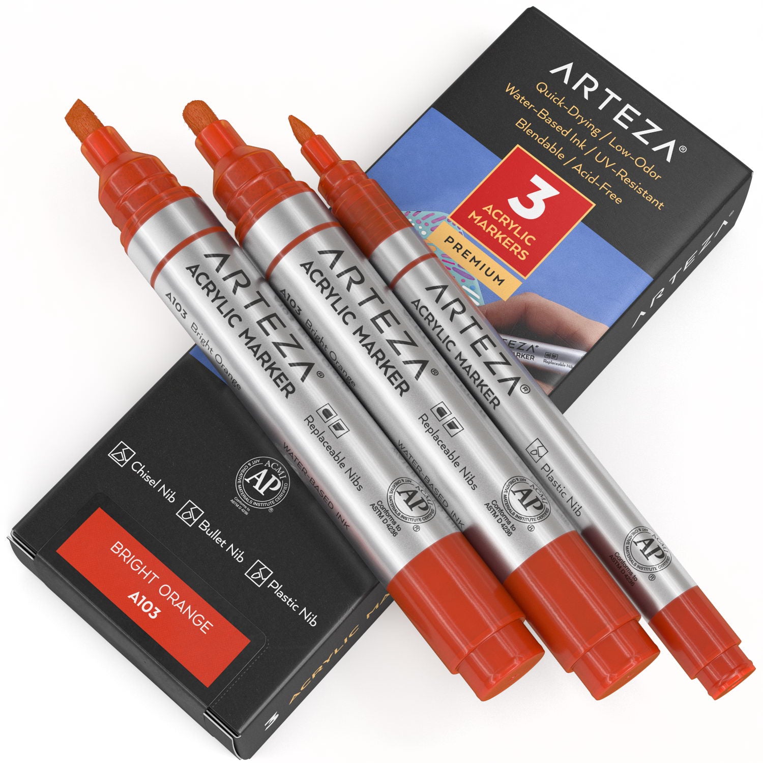 Marqueur peinture acrylique - Acrylic Marker - Pointe épaisse 5/15 mm -  Feutre peinture - Creavea