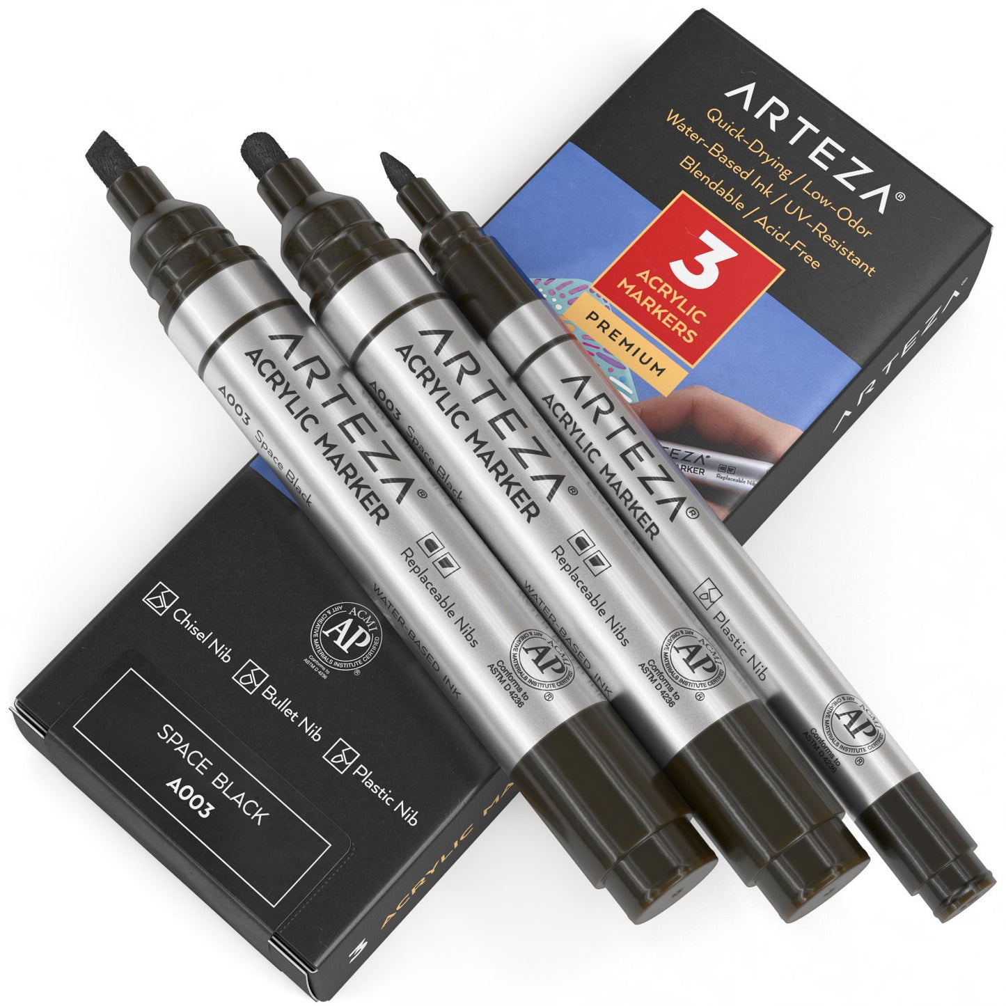 A003 Space Black Acrylic Markers