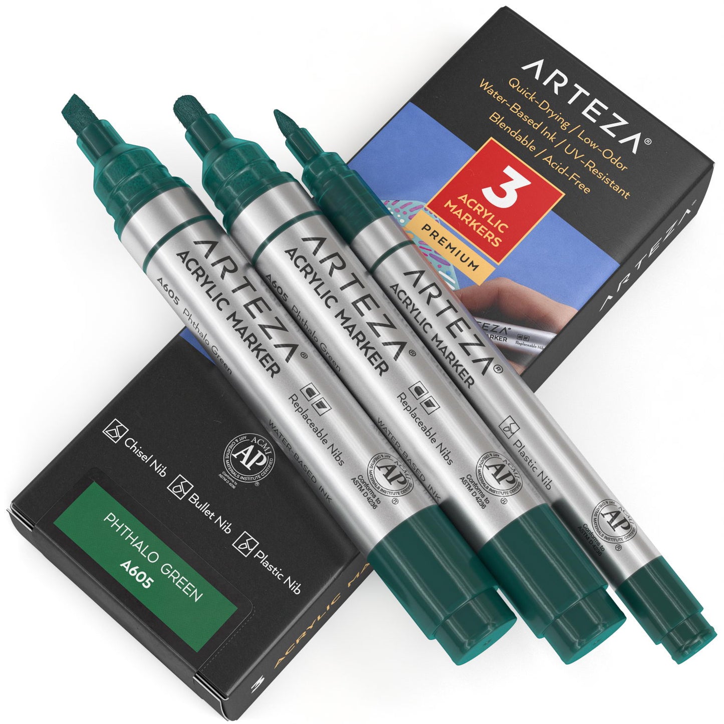 A605 Phthalo Green Acrylic Markers