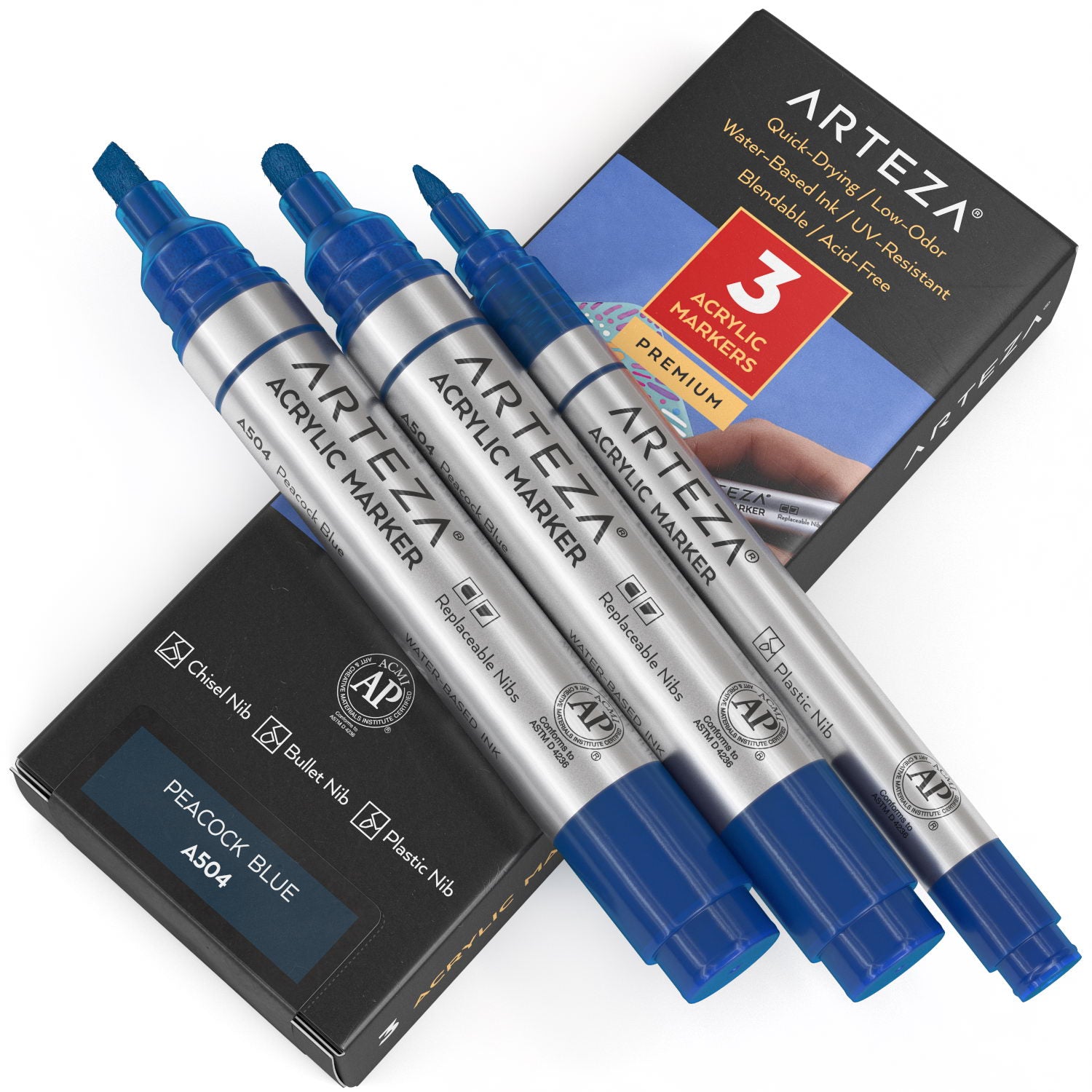 MAGI Acrylic Paint Marker ,5 markers per set, 1-3mm Blue Color