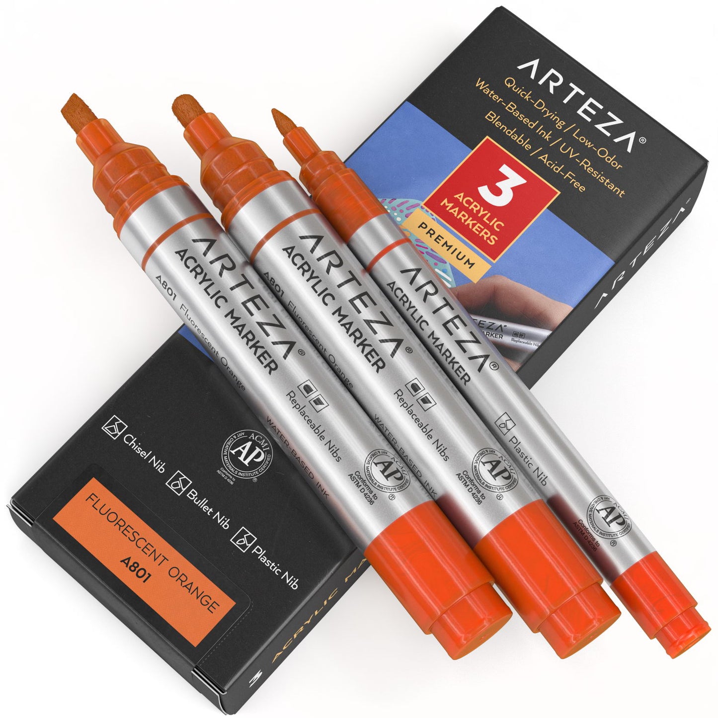 A801 Fluorescent Orange Acrylic Markers