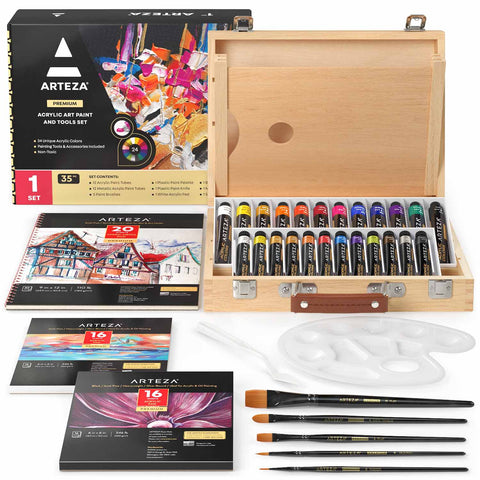 35Pieces Professional Sketch kit Drawing Pencil Set Black Wood