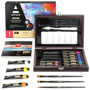  W.A. Portman Acrylic Paint Set - Paint Kit - Acrylic Paint Sets  for Adults - 24 Piece Acrylic Paint Set with Canvas and Brushes - Acrylic  Paints - Painting Set with Brushes