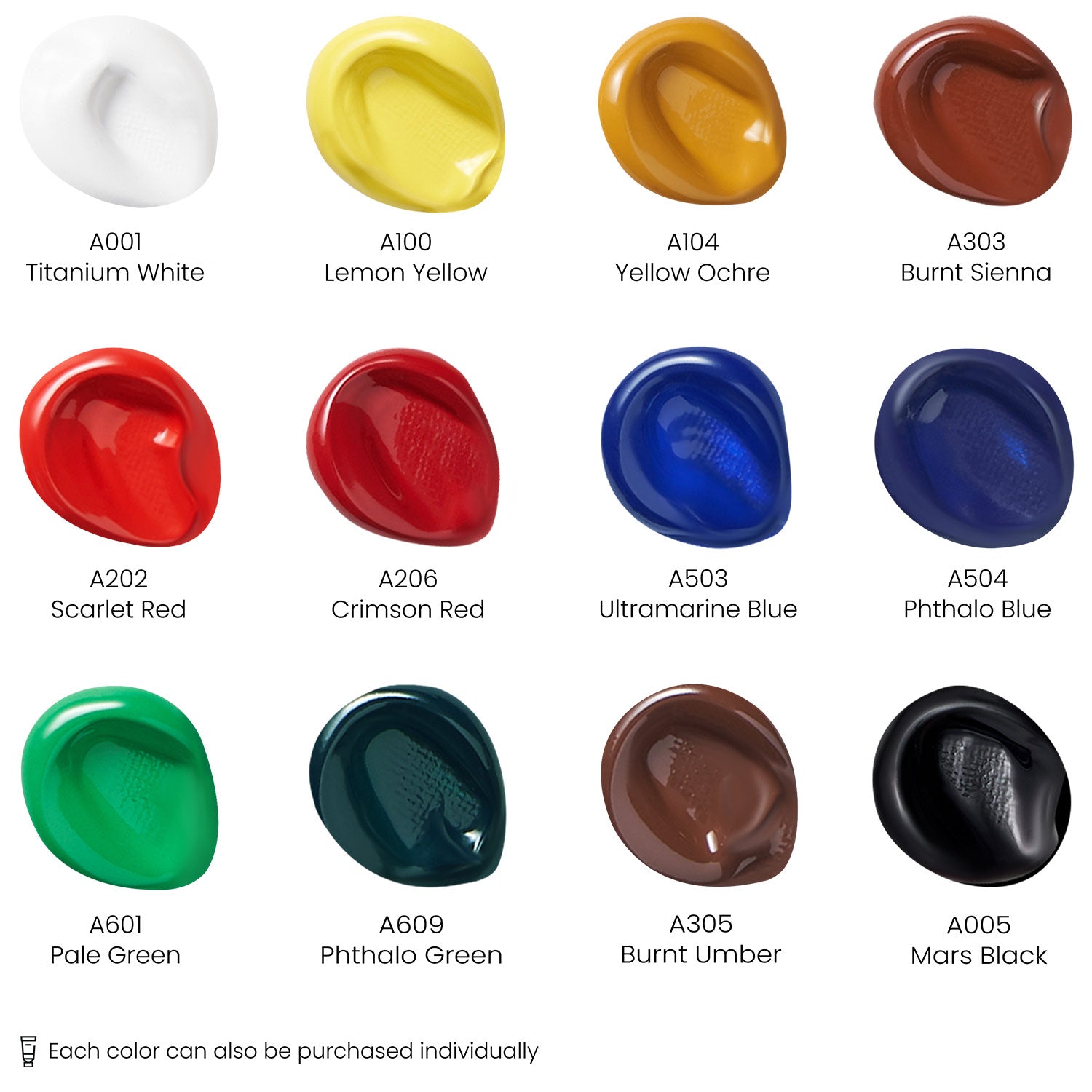 ARTEZA Acrylic Paint Set of 60 Colors/Tubes 22 ml 0.74 oz. with Storage Box  