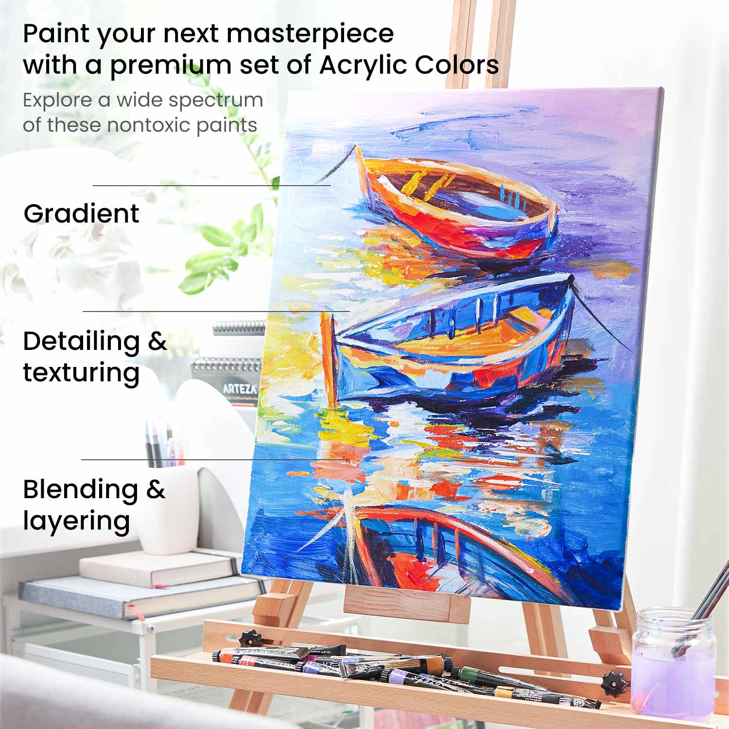 Acrylic Paint Set Premium 20 Colors Paint Acrylic, Art Paints for Canvas  and