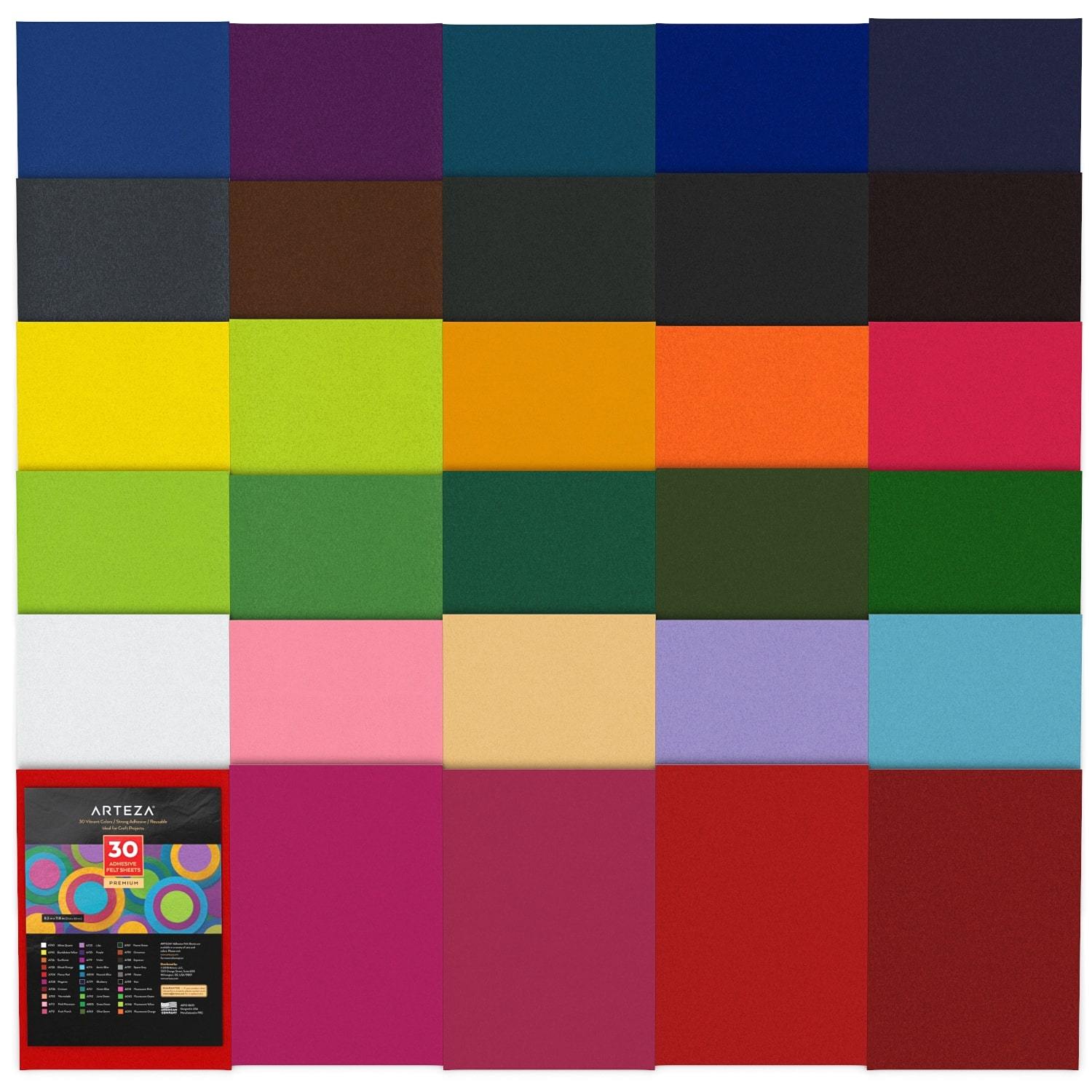 Adhesive Felt Fabric, Assorted Colors - Set of 30 –