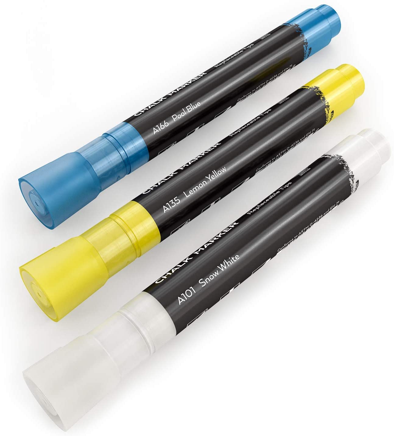Blue, Yellow and White Arteza Chalk Markers and Stickers