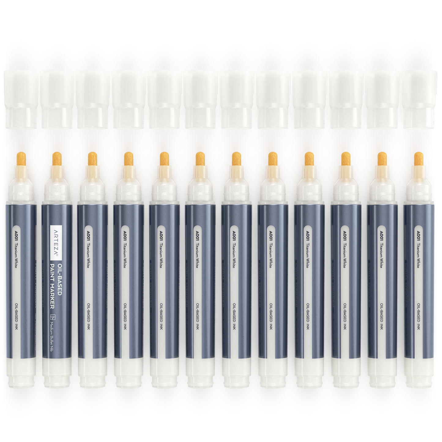 Oil Based Paint Markers, White, Medium Bullet Nib - Pack of 12