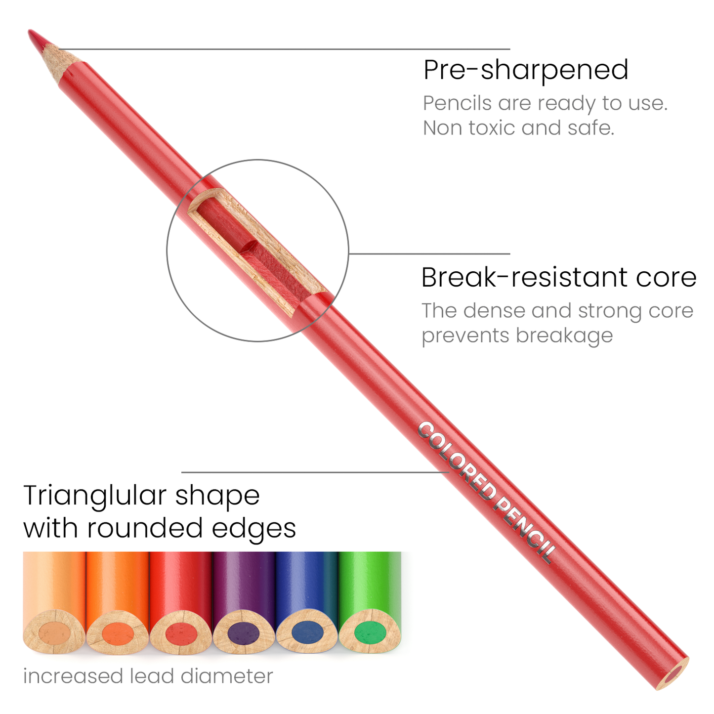 ARTEZA Arteza Colored Pencils, Triangle-shaped, Assorted Colors