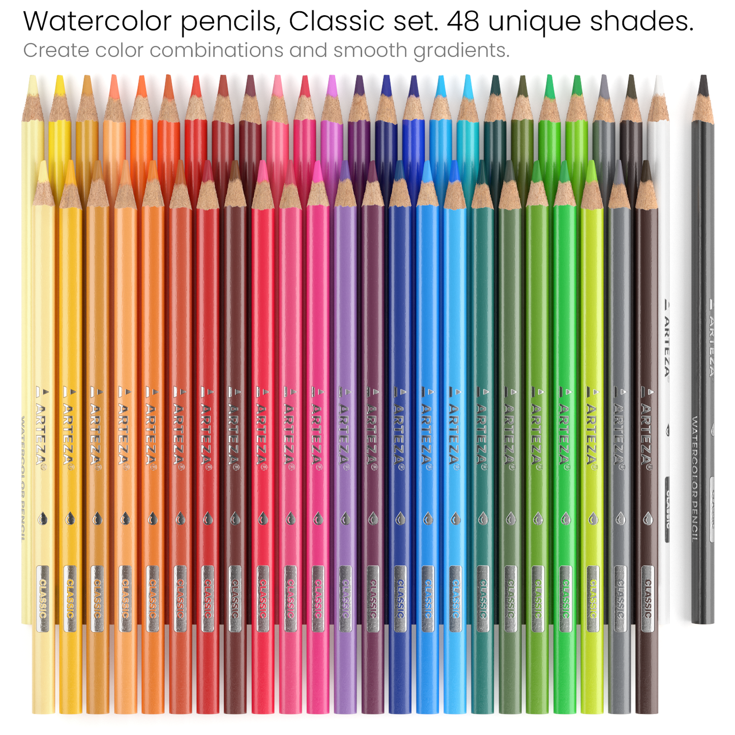 Watercolor Pencils, Triangle Shaped - Set of 48