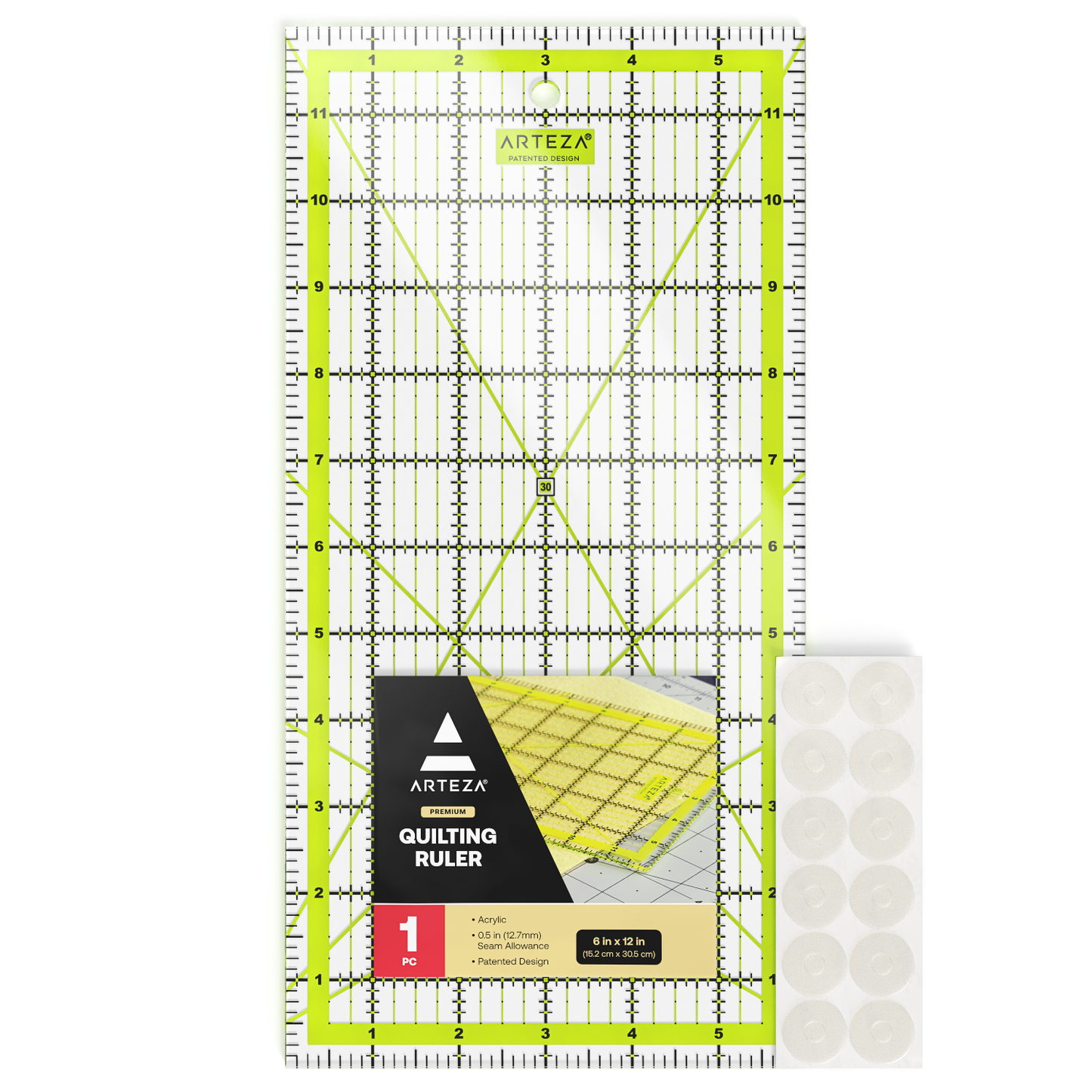 Acrylic Quilter's Ruler Kit & Non-Slip Rings –