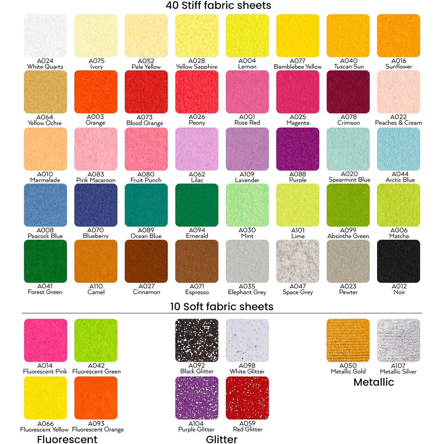 Arteza Stiff Felt Fabric, Assorted Colors, 12x14 Sheets - 50 Pack