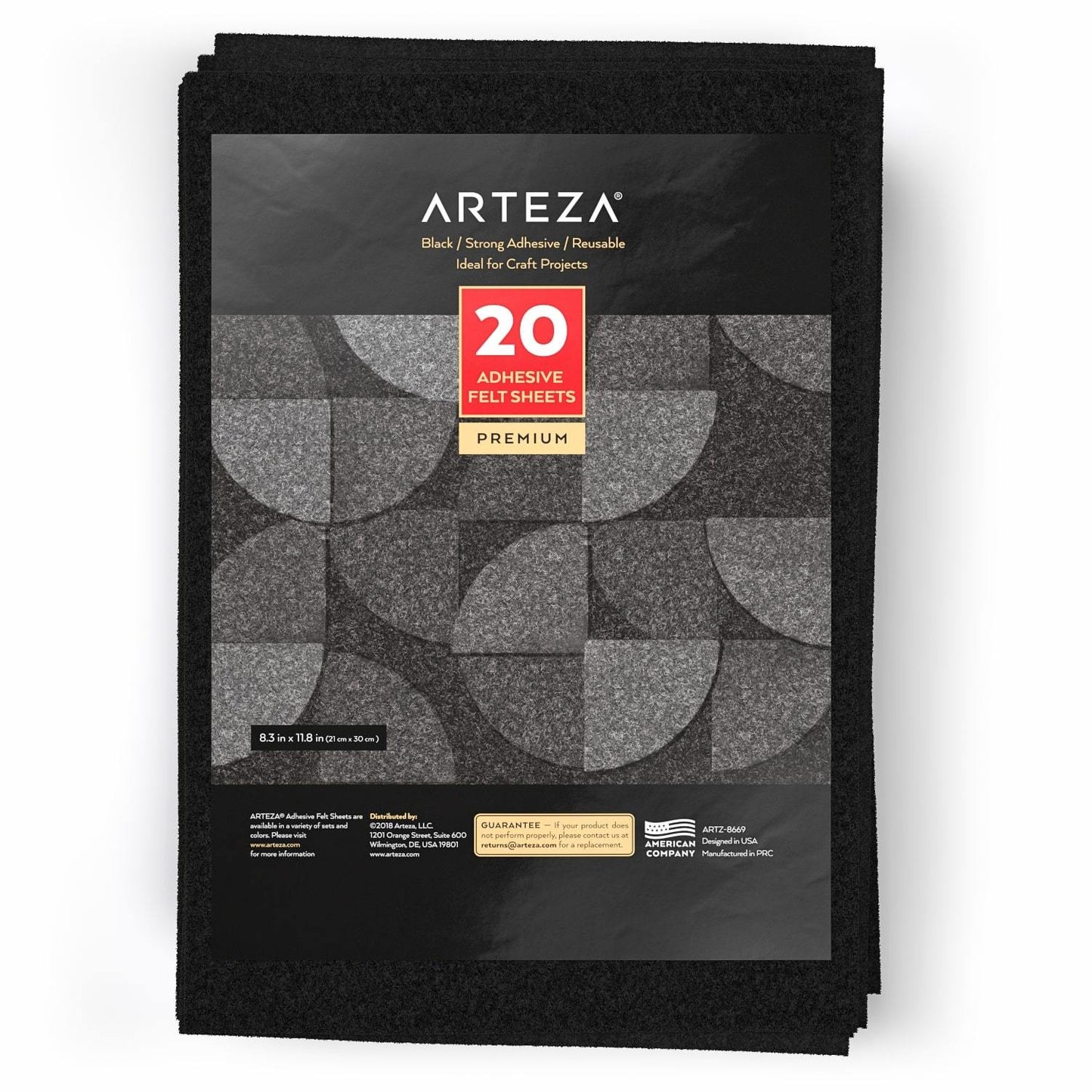 Adhesive Felt Fabric, Black - Set of 20 Sheets