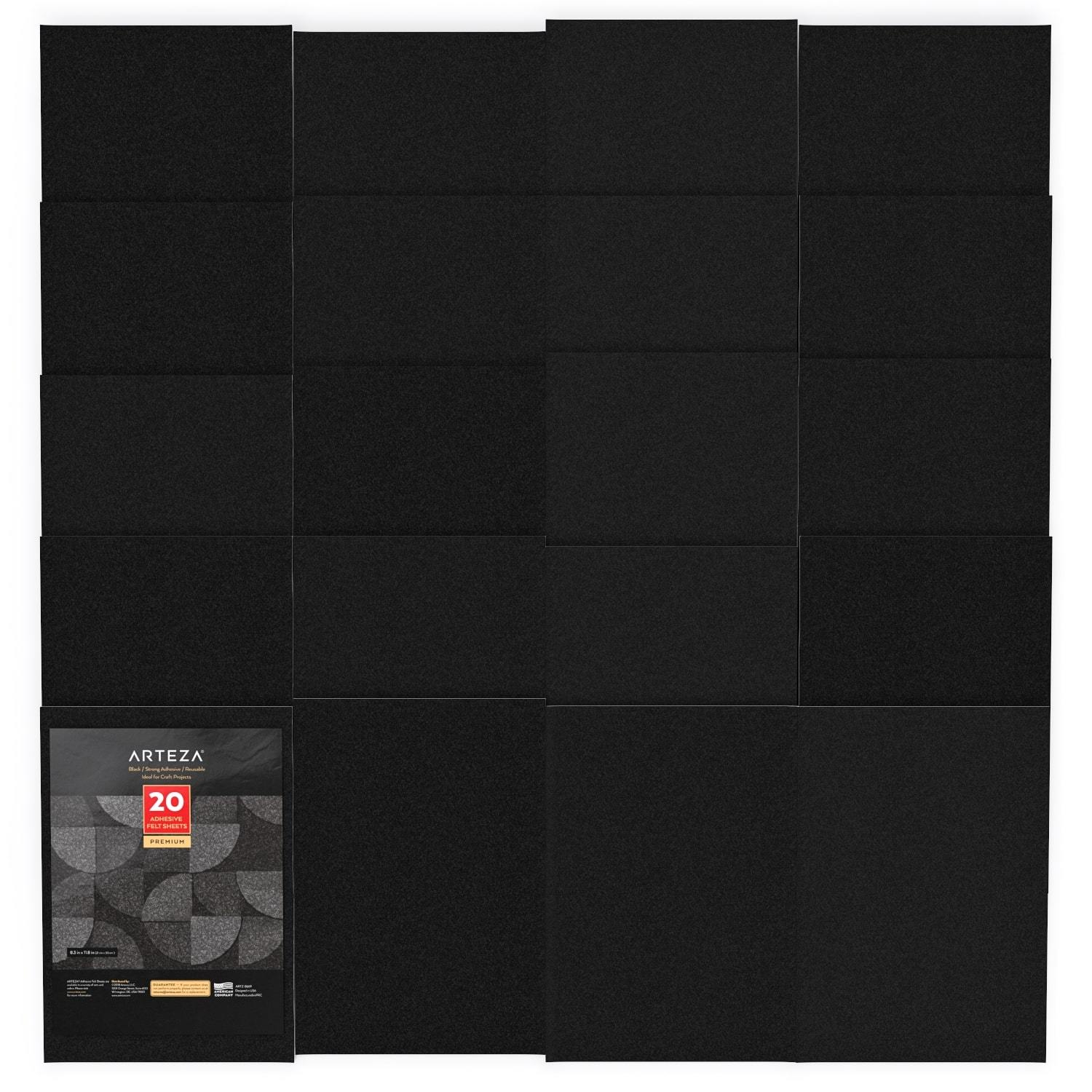 Arteza Adhesive Felt Fabric Sheets, Black, 8.3x11.8 - Set Of 20 : Target