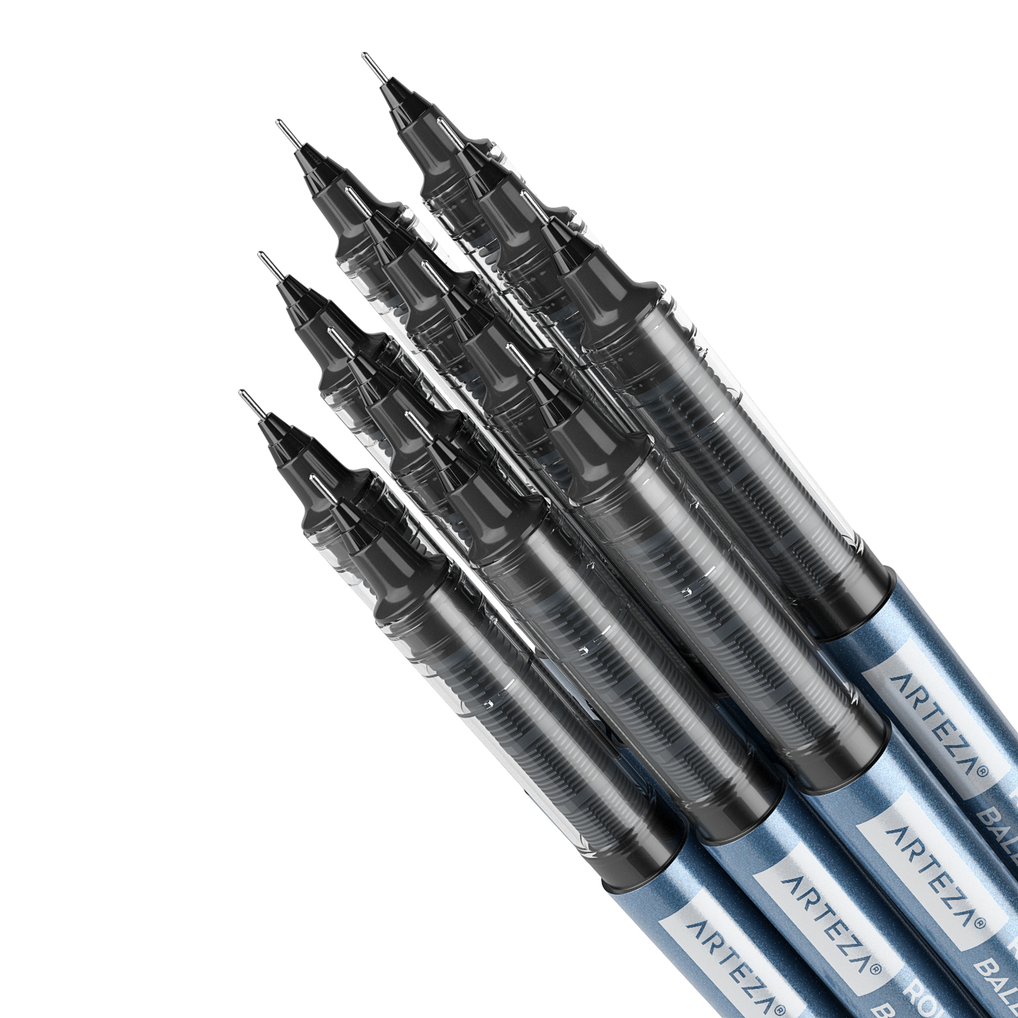 Roller Ball Pens, Black, 0.5mm Needle Nib - Set of 20