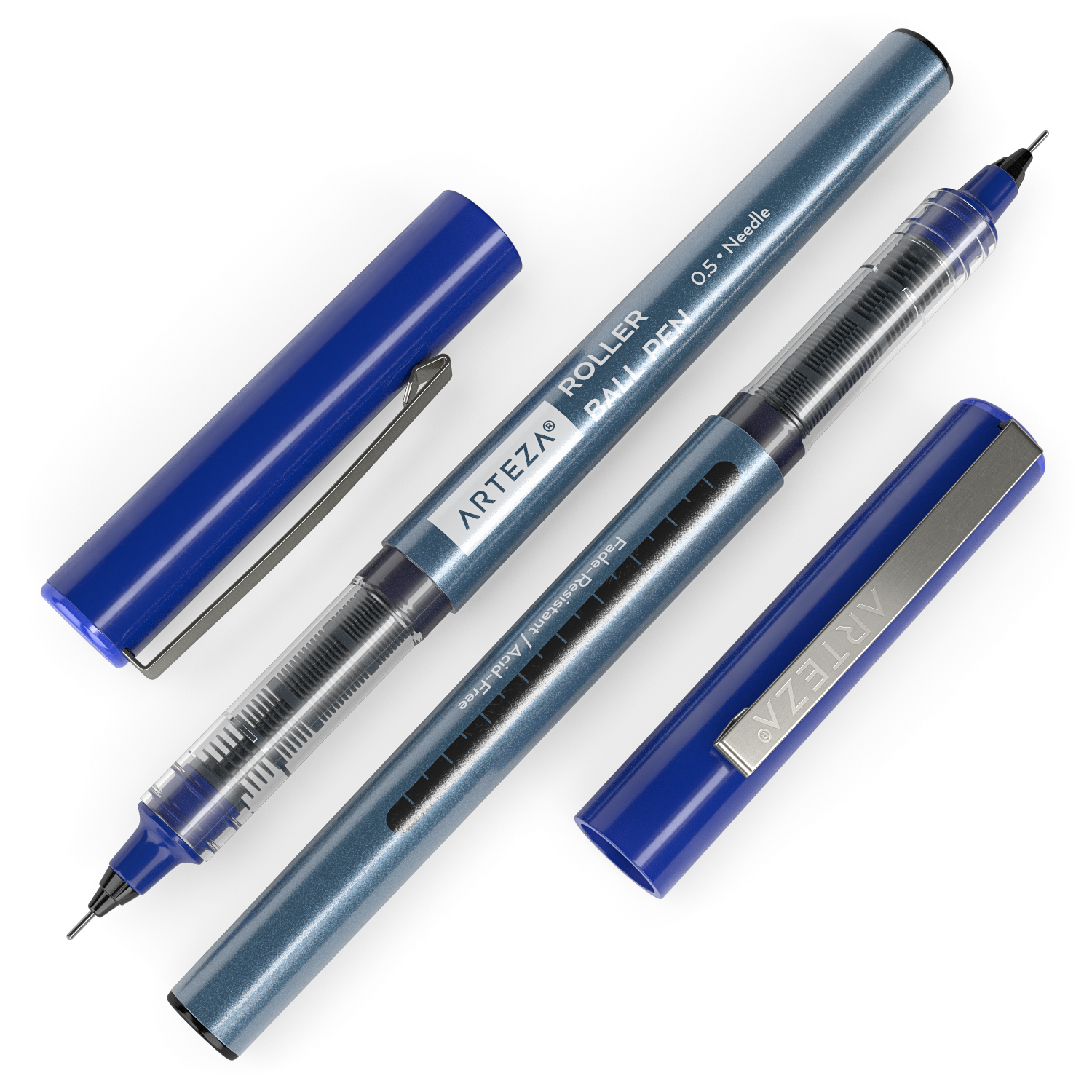 Arteza Roller Ball Pens, Blue, 0.5 mm Needle Point - Pack of 40
