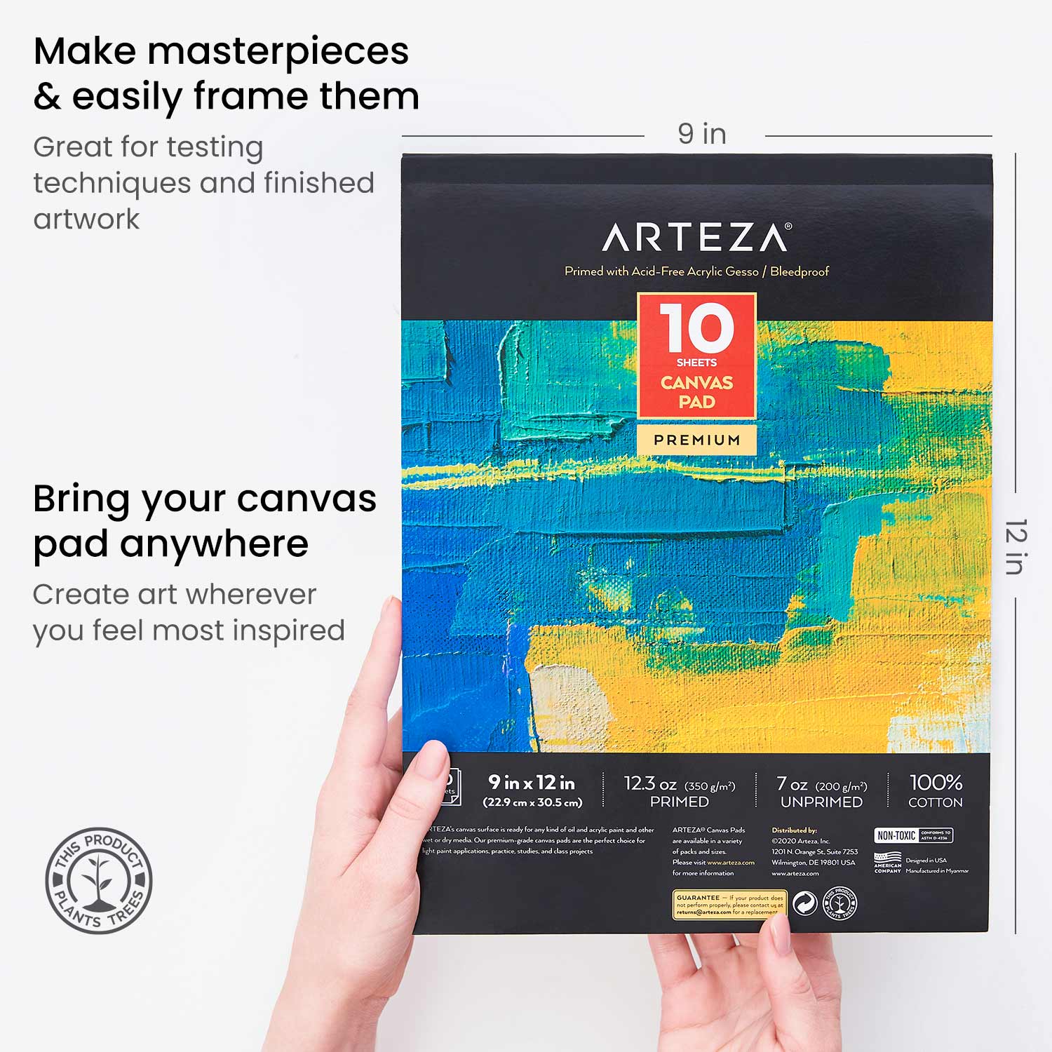 Size and Info for Arteza Canvas Pad