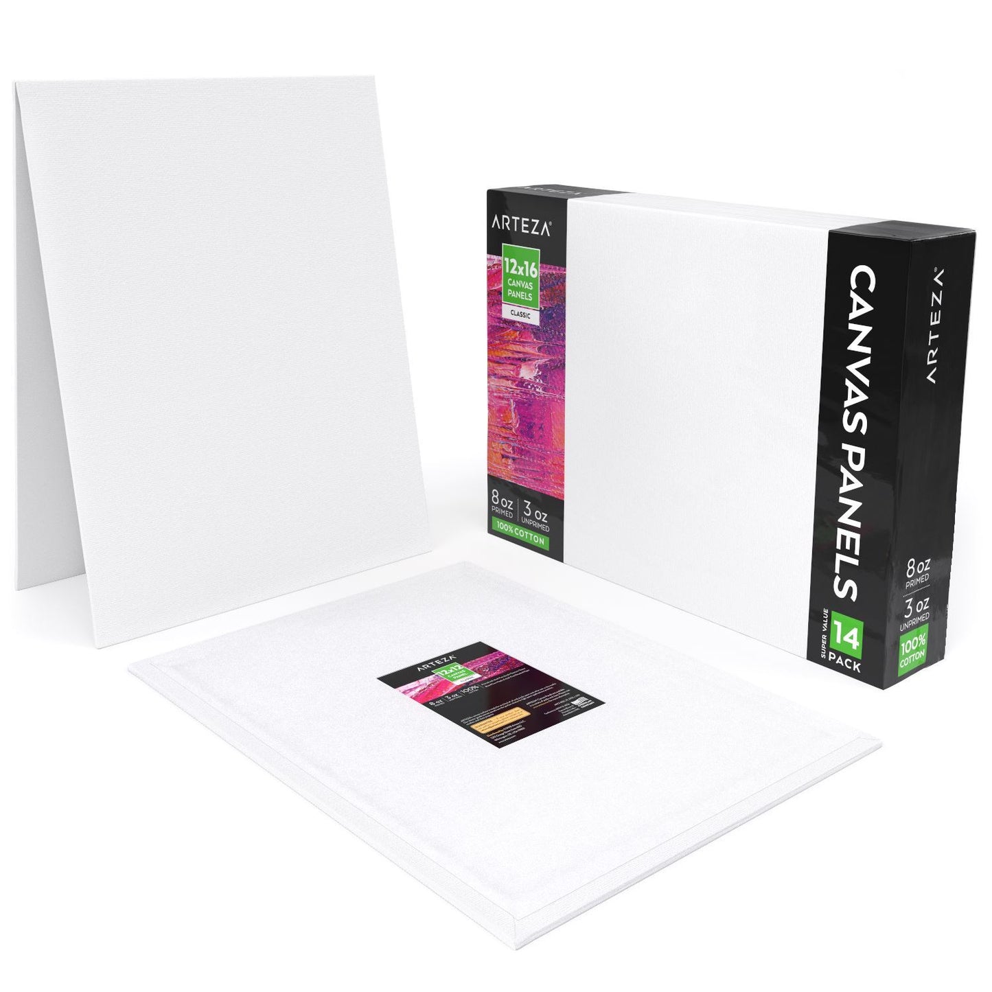 Arteza Stretched Canvas, Classic, White, 5x7, Blank Canvas Boards for  Painting - 12 Pack 