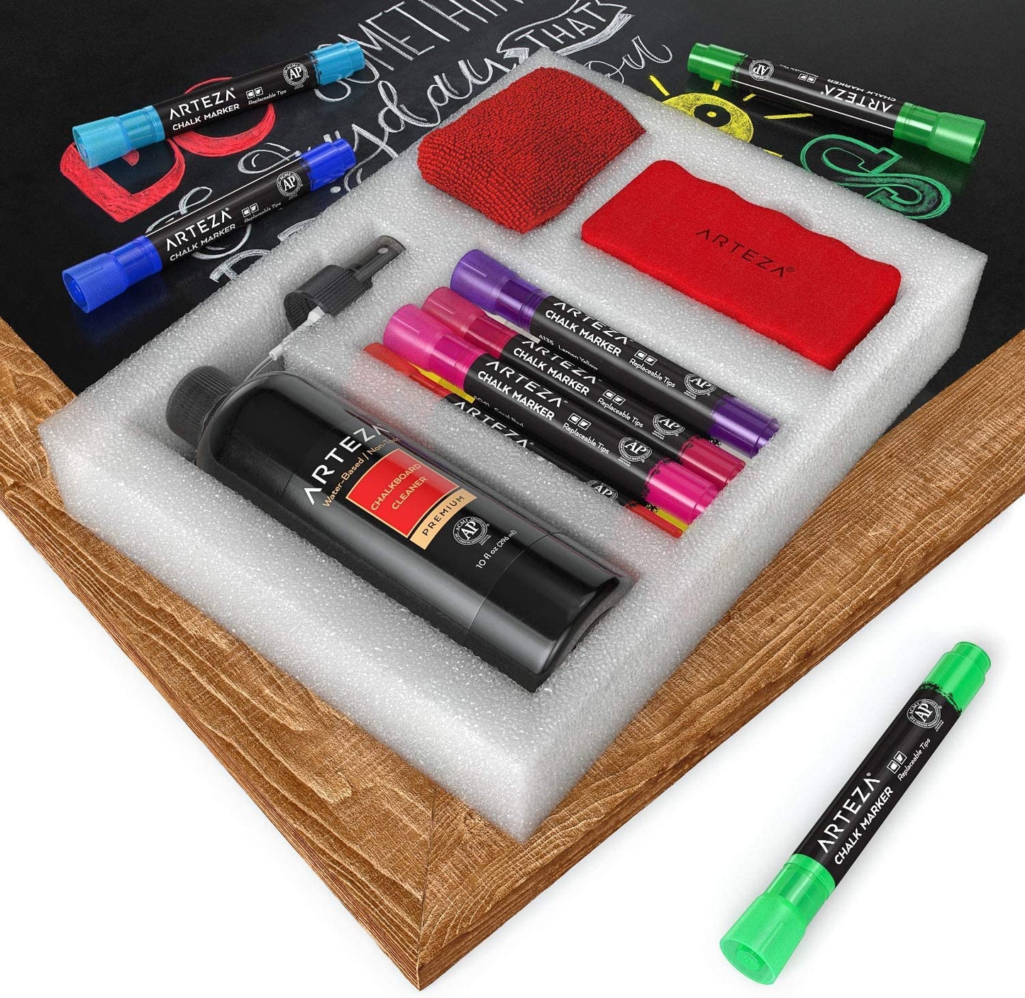 Chalkboard Cleaner Set with 12 Chalk Markers