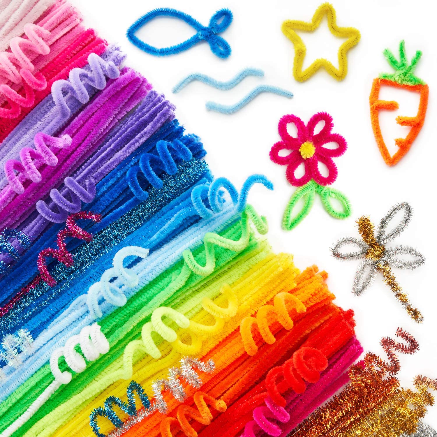 Rainbow Color Chenille Stems, 12 x 1/4 Inches, 140 Count, Mardel