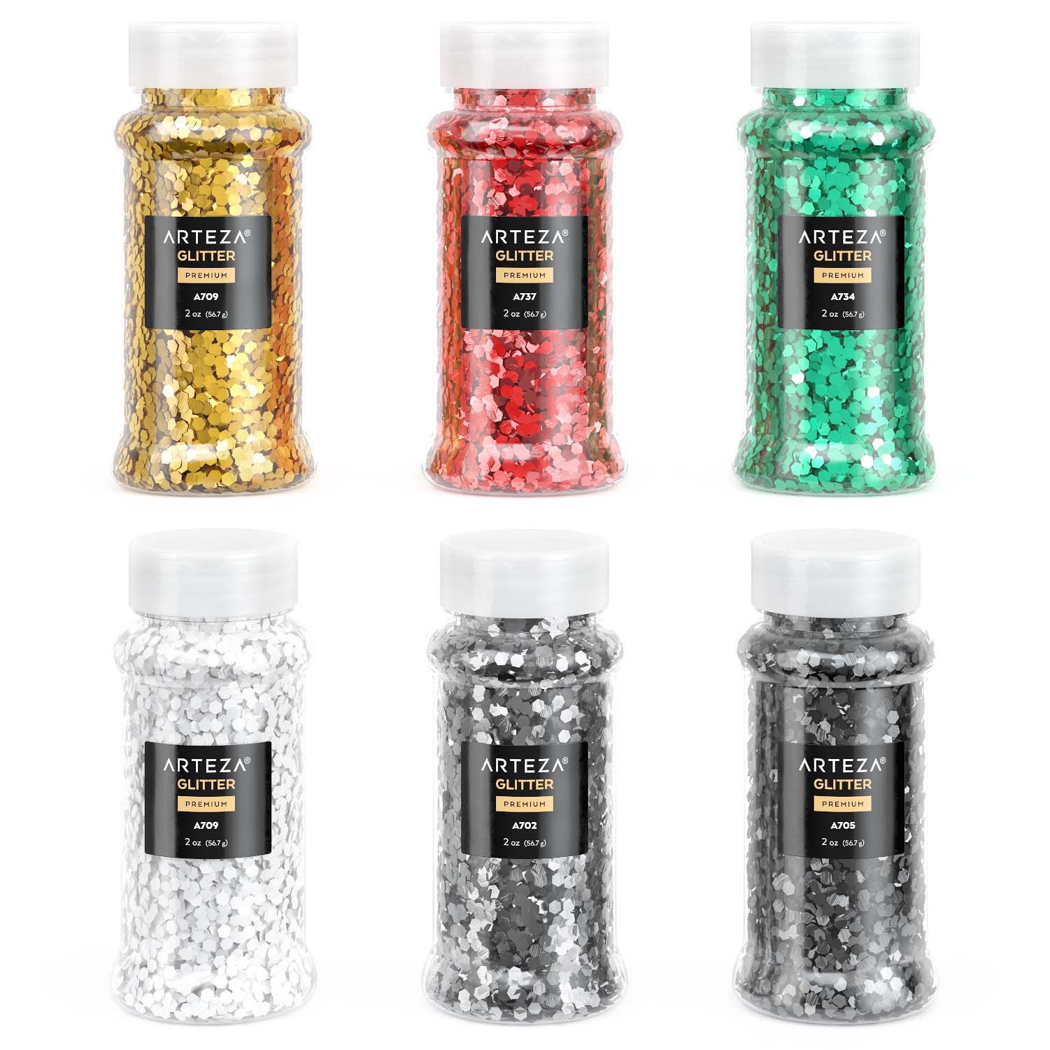 Chunky Glitter, Jewel Tones, 2oz each - Set of 6