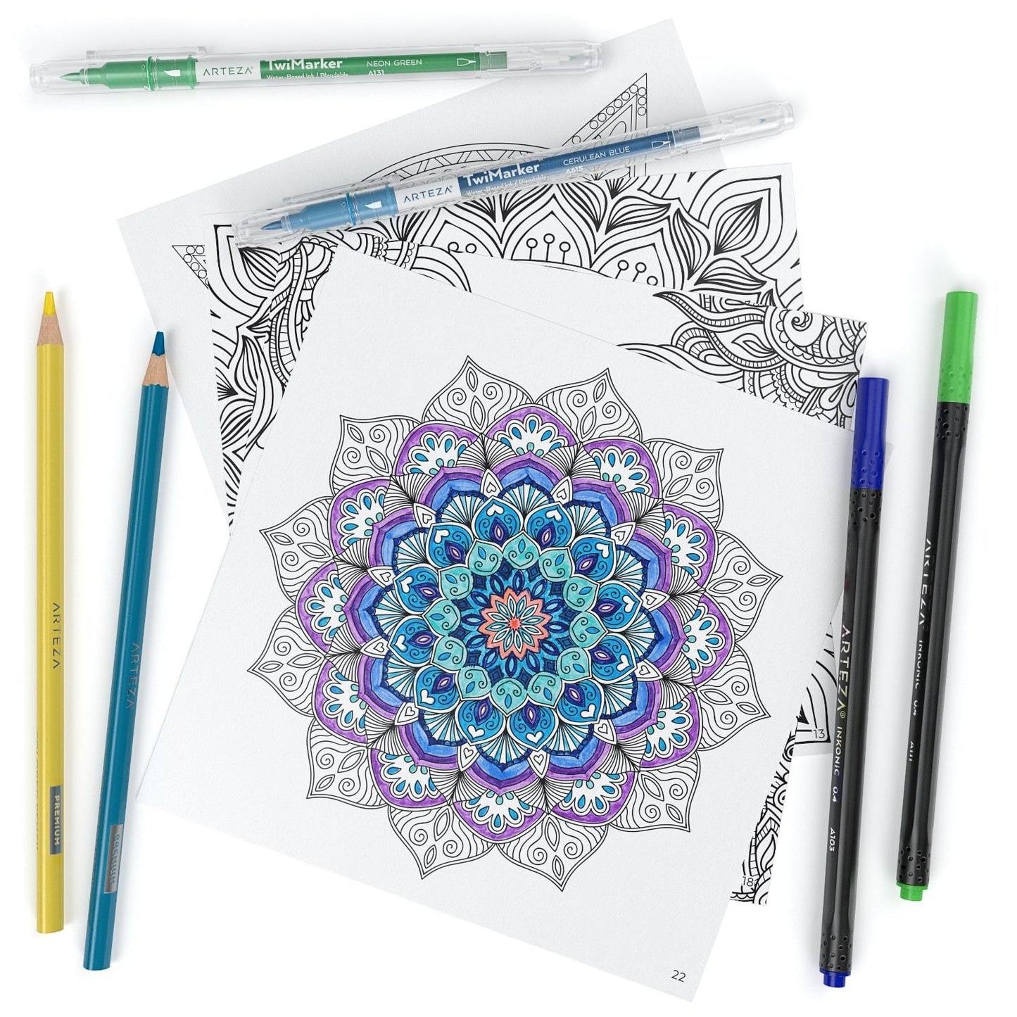 Coloring Book, Mandala Illustrations, 72 sheets