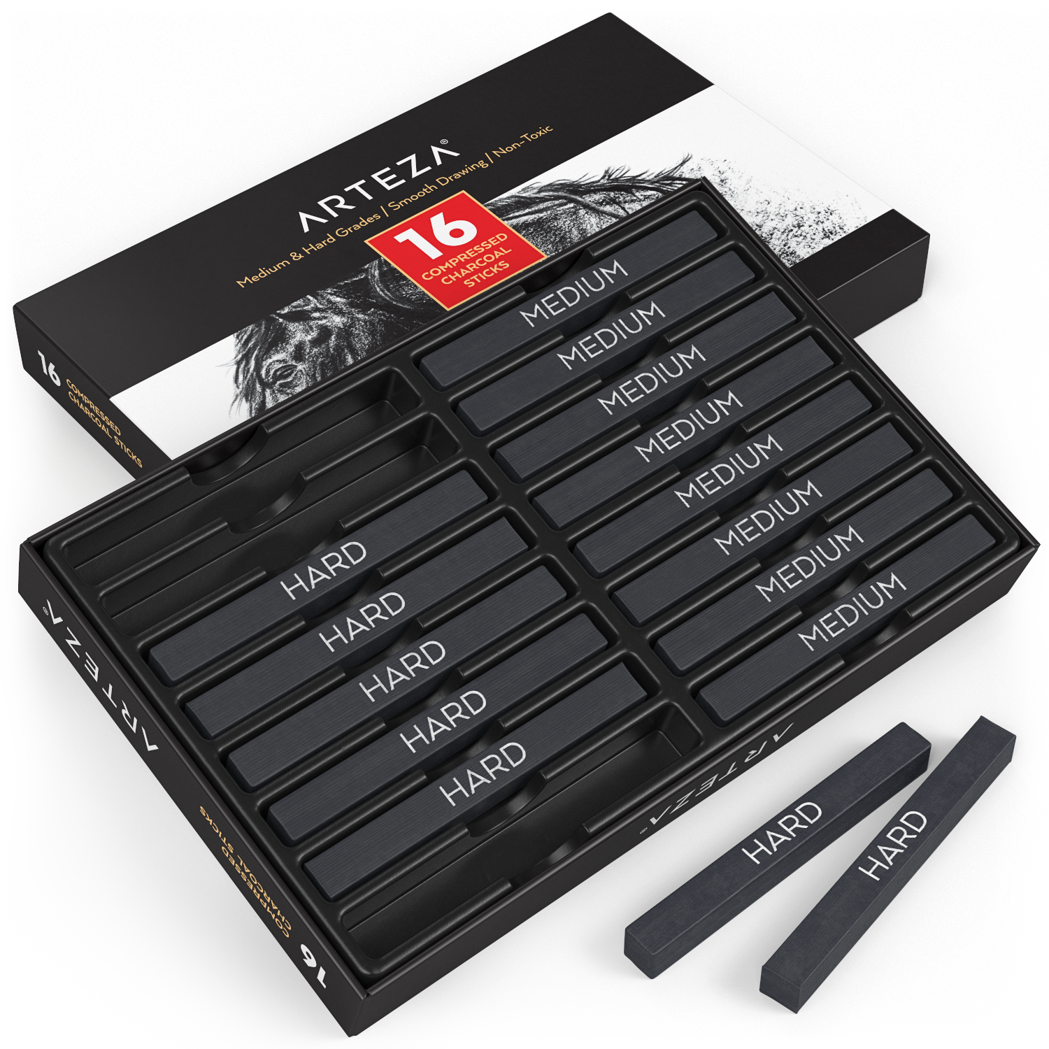 Professional Charcoal Drawing Set, 16 Pieces
