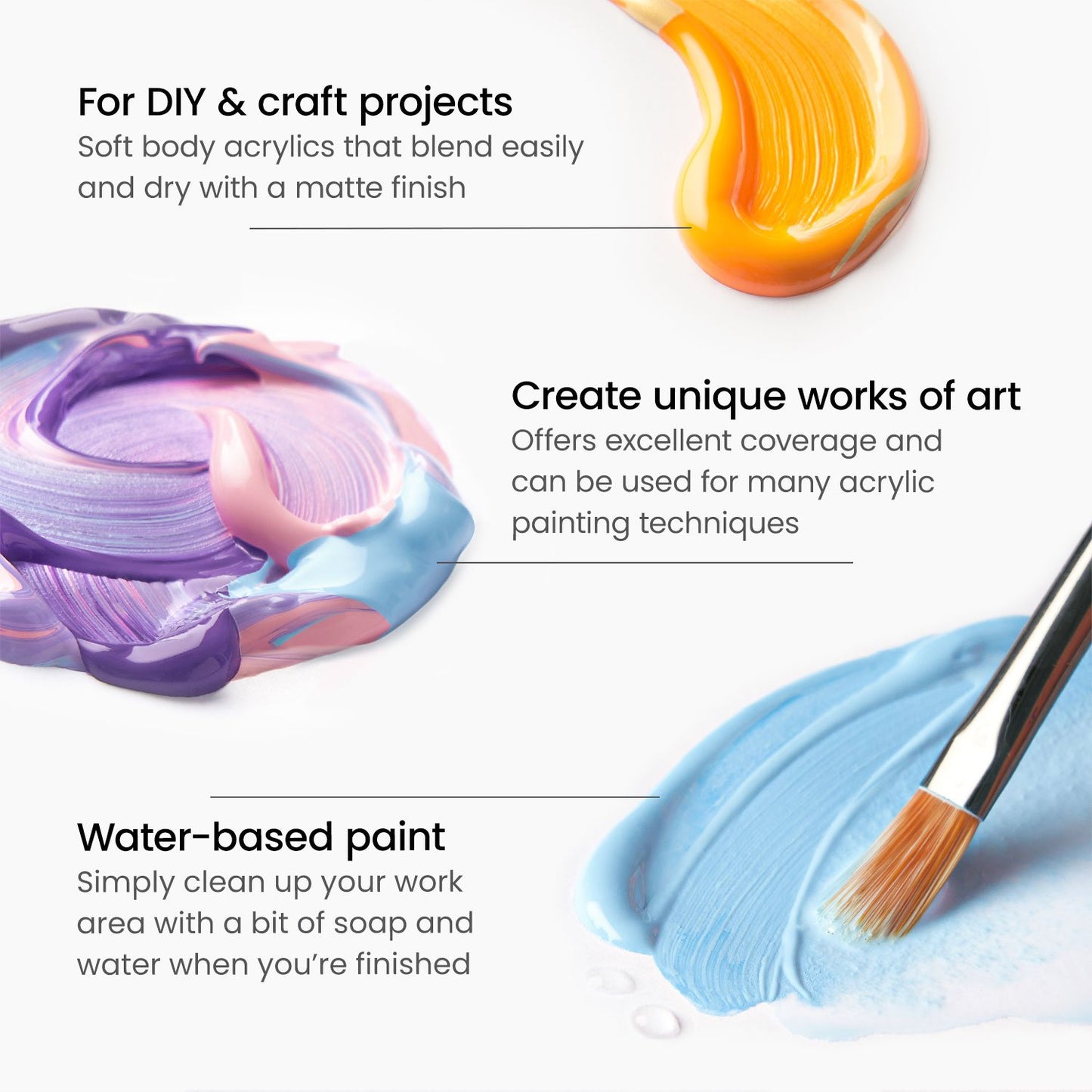 ACRYLIC PAINT - MAT, Acrylic paints, PAINTS - Acrylic paints, ACRYLIC PAINT  - MAT, Acrylic paints are water-based quick-drying paints, with good  coverage and easy to use. They can be applied