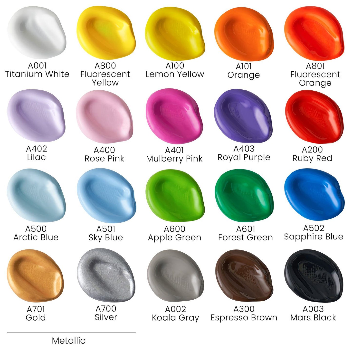 Bright Colors Craft Acrylic Paint Color Chart