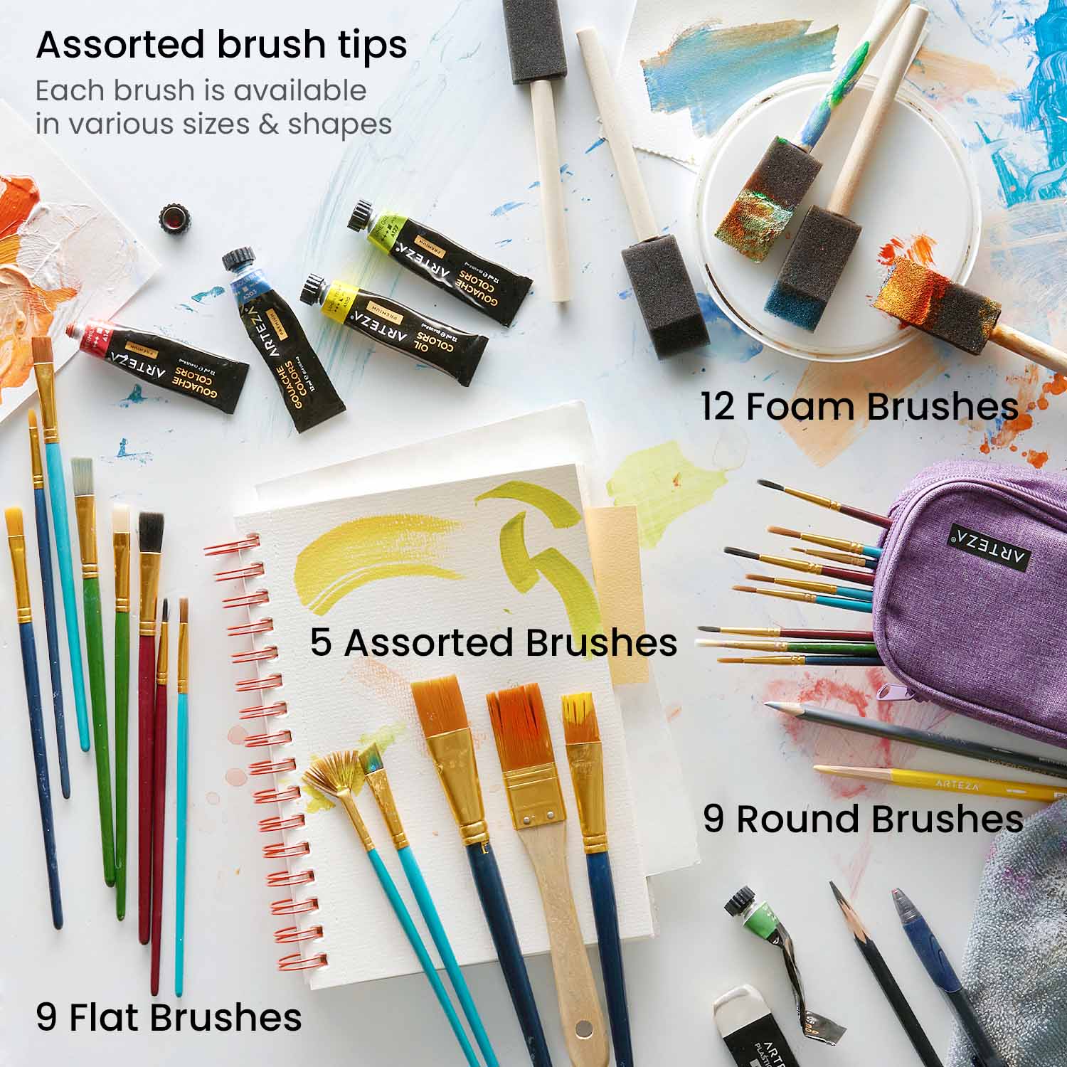 LorDac Arts Paint Brush Set, 7 Artist Brushes for Painting with