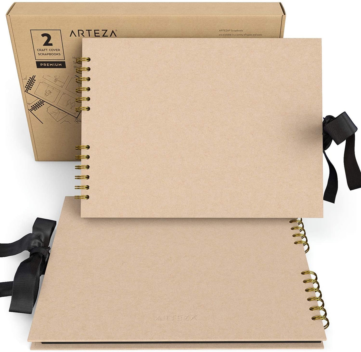 Spiral-Bound Scrapbook, 8.5" x 11", 40 Black Sheets - Pack of 2