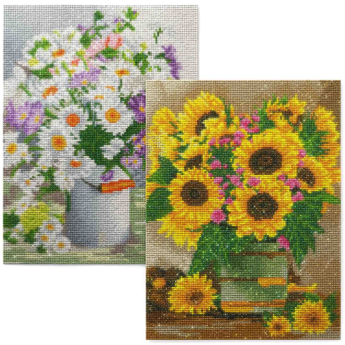 Diamond Painting Craft Set, Daisy & Sunflower, 12" x 16" - Set of 2