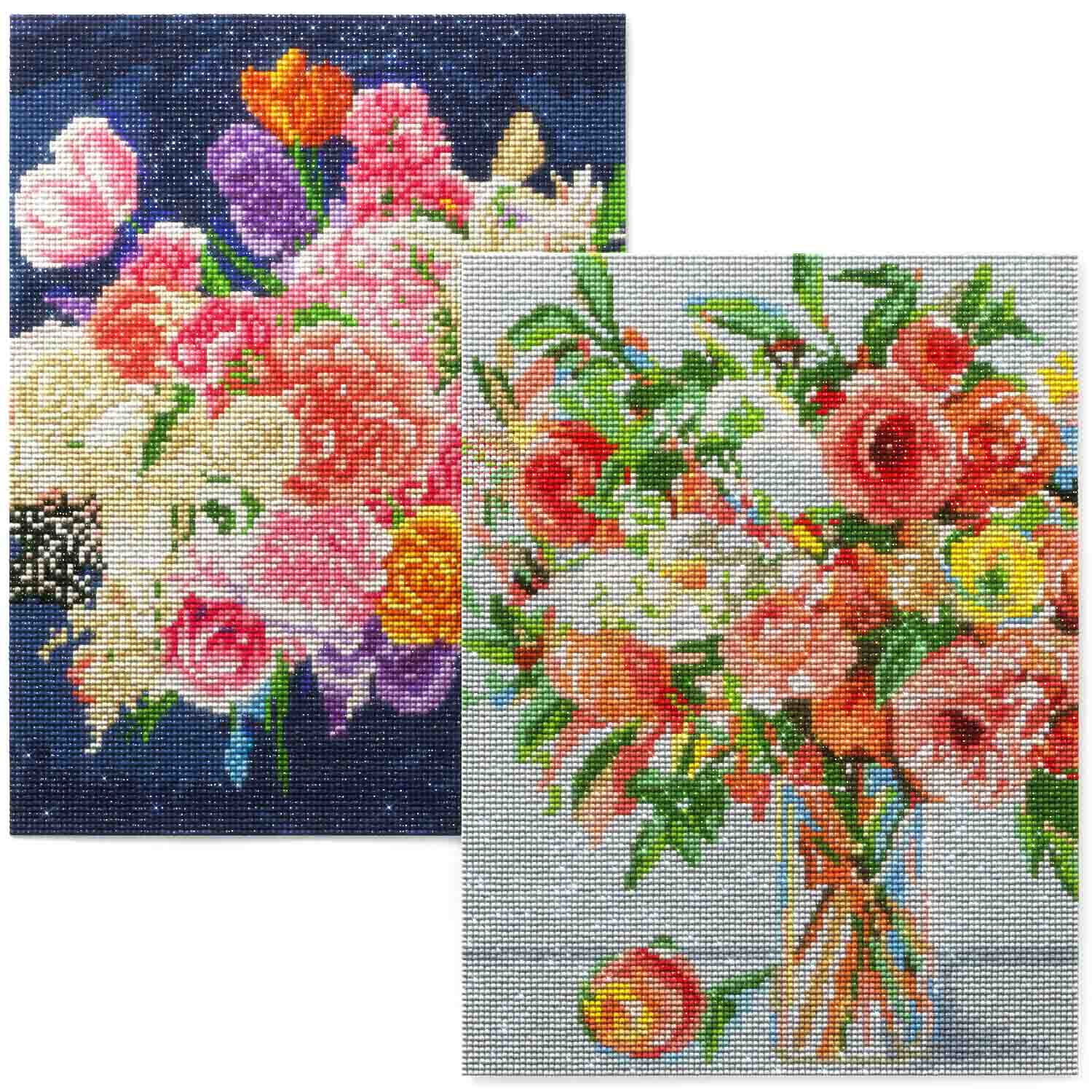Arteza Diamond Painting Craft Set, Pastel Floral, 12 x 16 - Set of 2