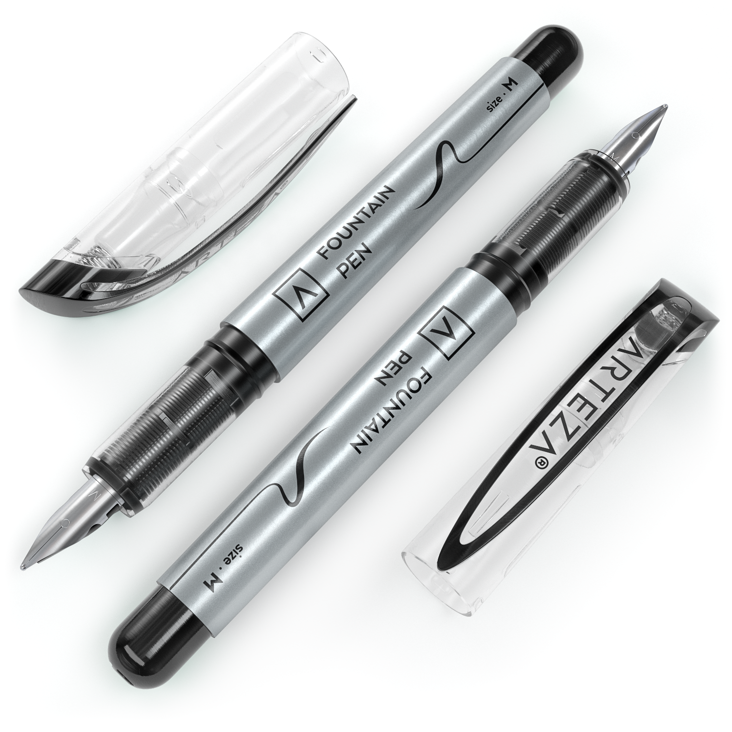 Arteza Disposable Fountain Pens, Black - 12 Pack