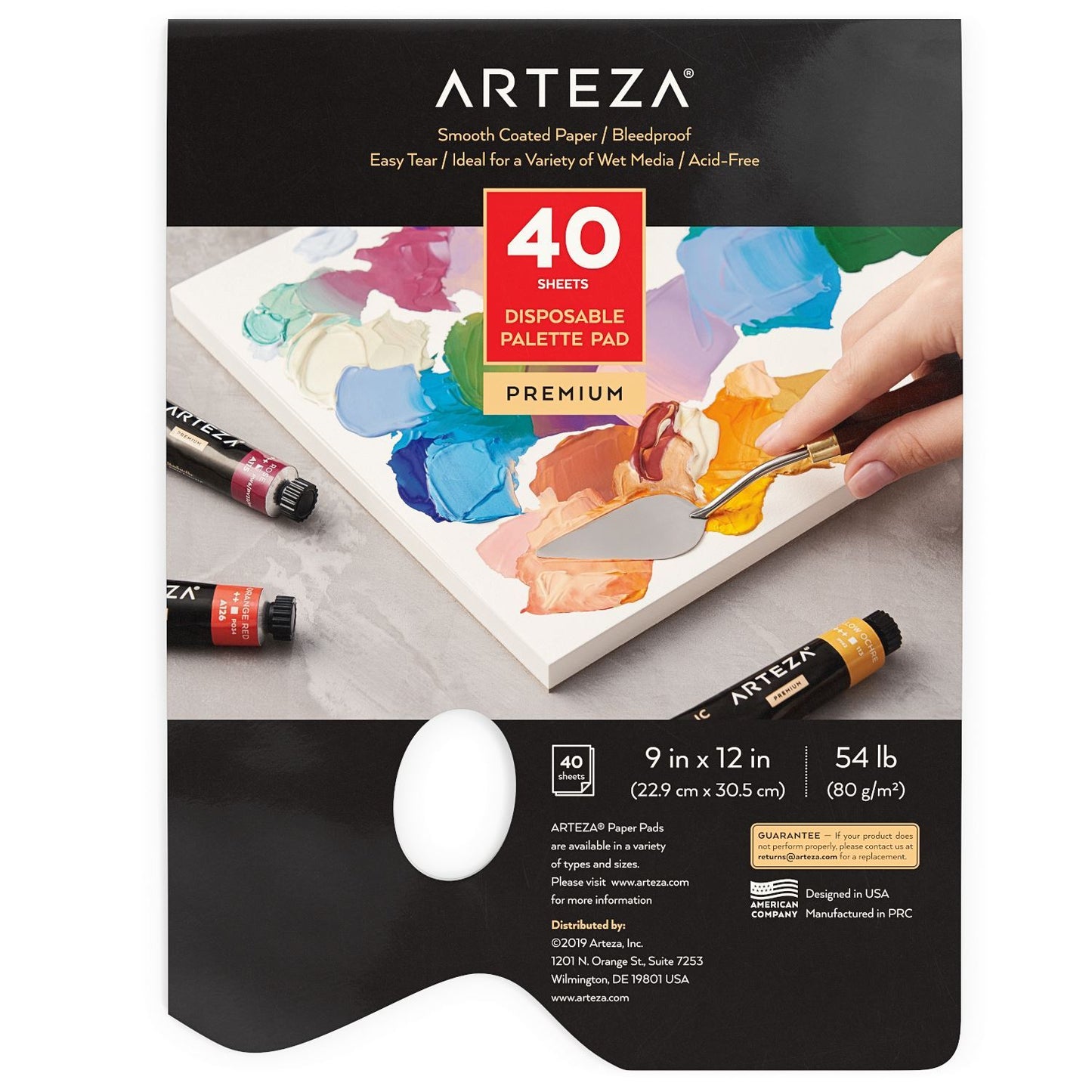 EBIVEN Disposable Palette Pad Coated Paper for Oil Paints Mixing, 9'' x 12'', Pack of 40 Sheets (9 x 12(40 Sheets))
