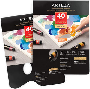 Arteza Black Acrylic Paper Pad, Pack of 2, 6 x 6 Inches, 16 Sheets Each,  246-lb Painting Pad, Art Supplies for Acrylic and Oil Painting, Drawing and