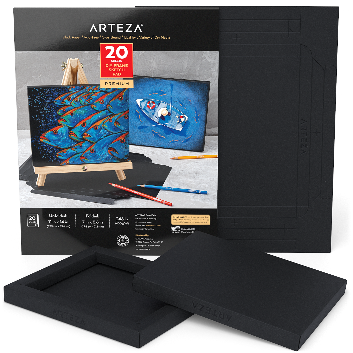 Arteza DIY Foldable 8x11 Canvas Frame, White, Mixed Media - 20 Sheets