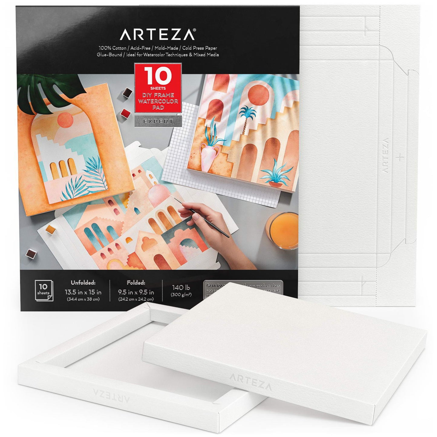 Arteza 25 Blank Watercolor Cards & Envelopes for DIY, 5x6.875 - 2 Pack 
