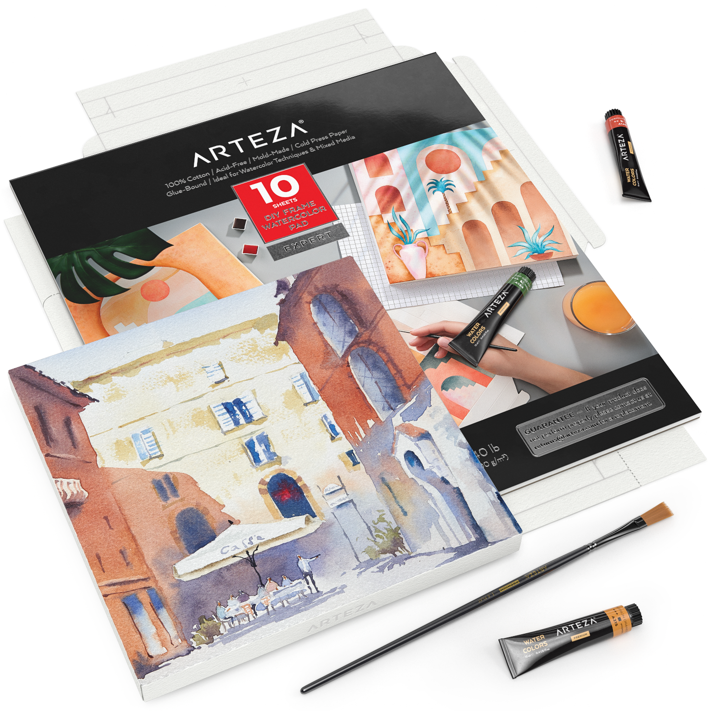 Arteza Watercolor Painting Art Set, Real Brush Pens 24 and Foldable Canvas Paper (ARTZ-3565)