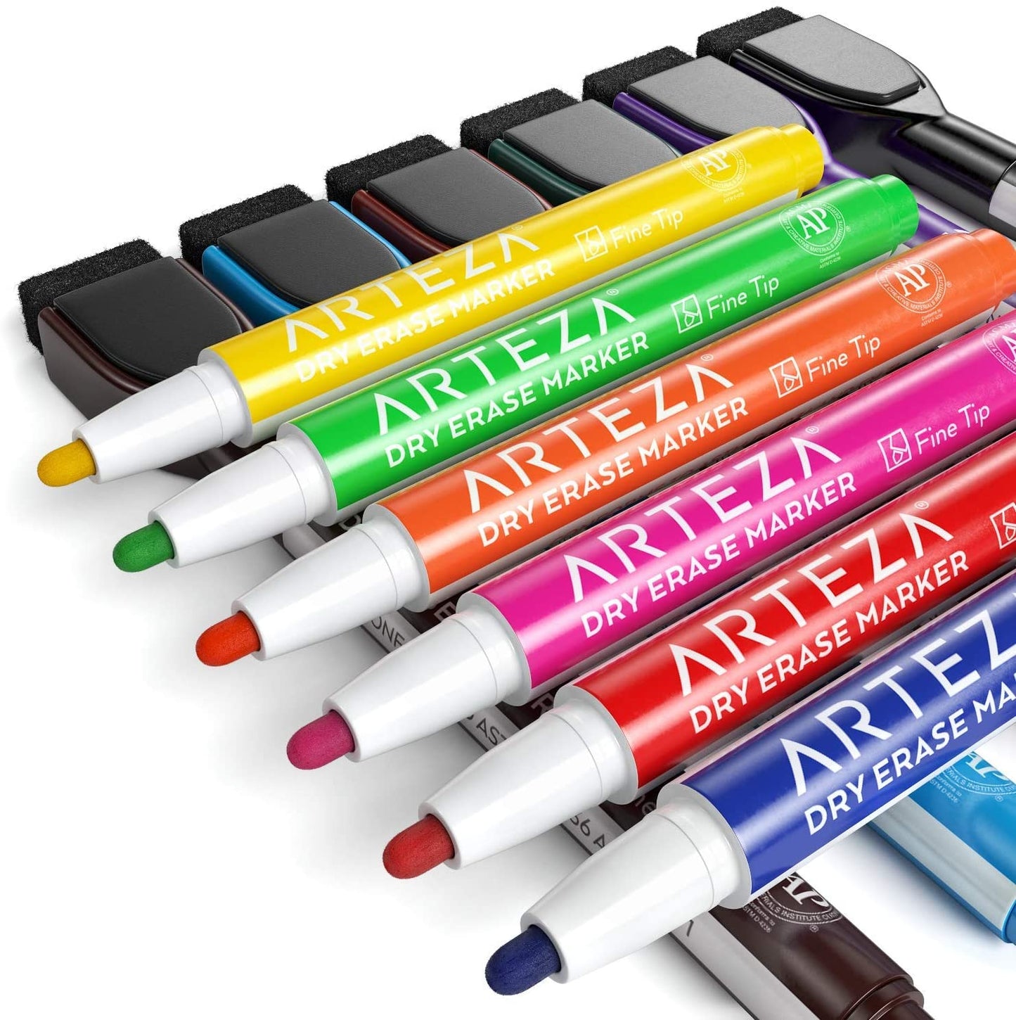 Dry Erase Markers with Magnetic Eraser Caps, Fine Tip - Set of 24