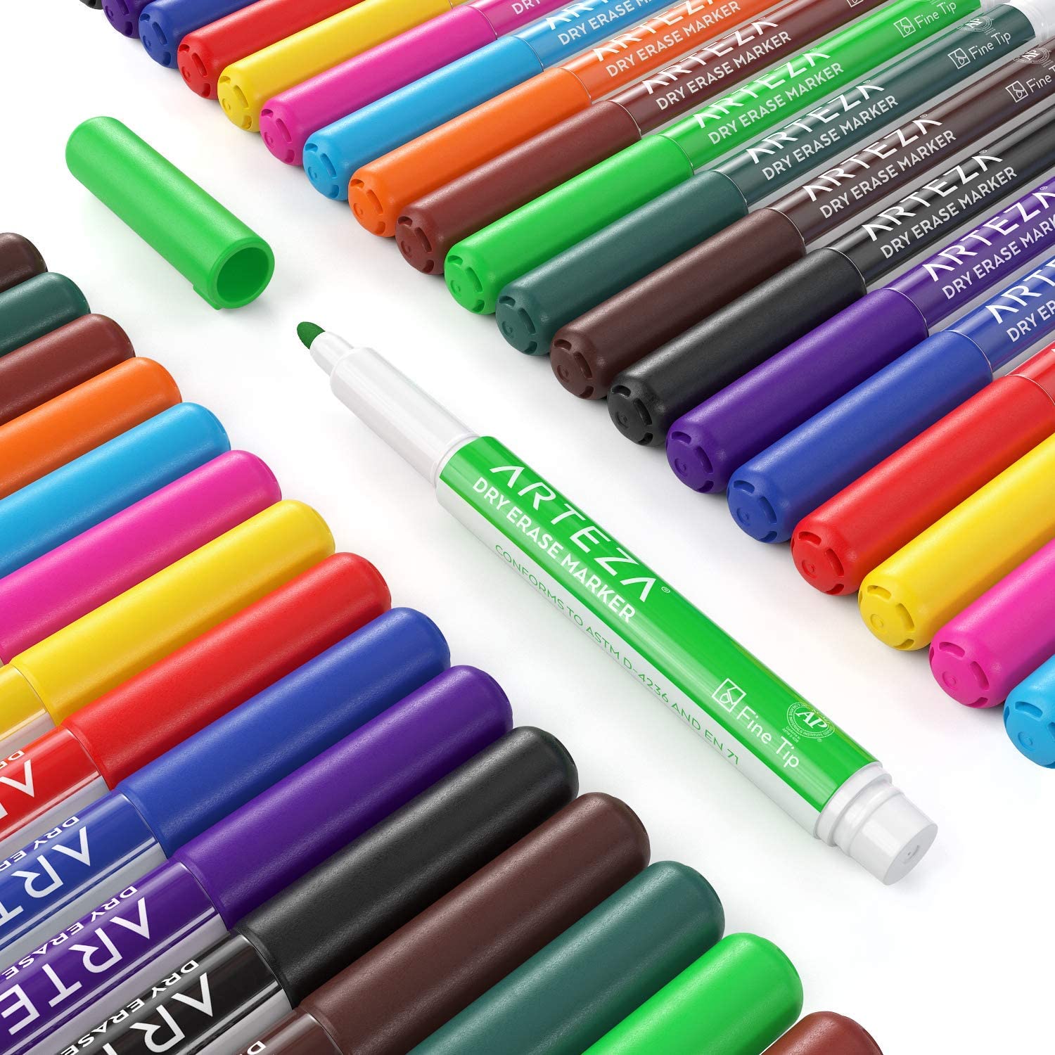 Dry Erase Markers, 12 Assorted Colors, Fine Tip - Set of 36