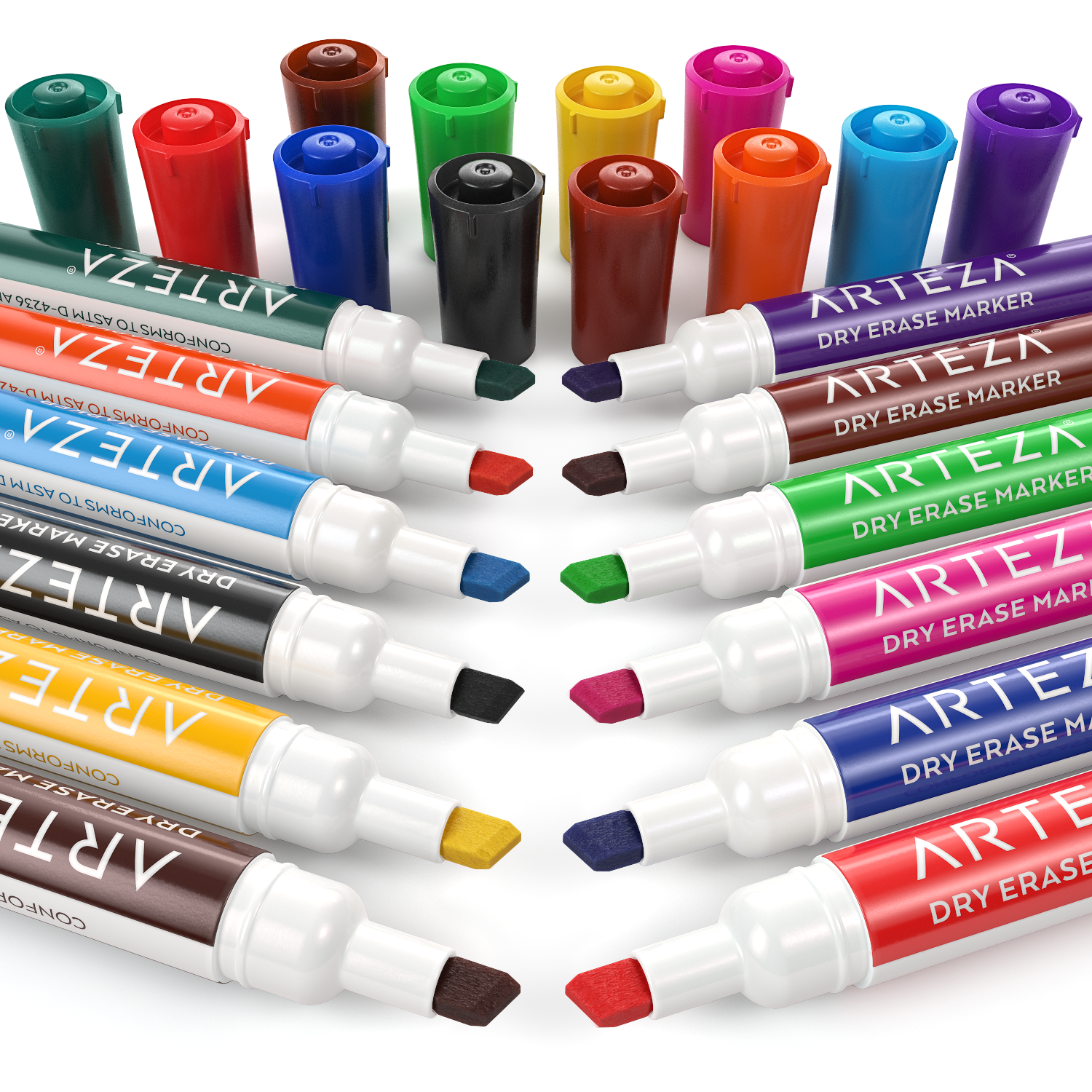 Arteza Dry Erase Markers, Bulk Pack of 52 (with Chisel Tip), 12 Assorted Colors