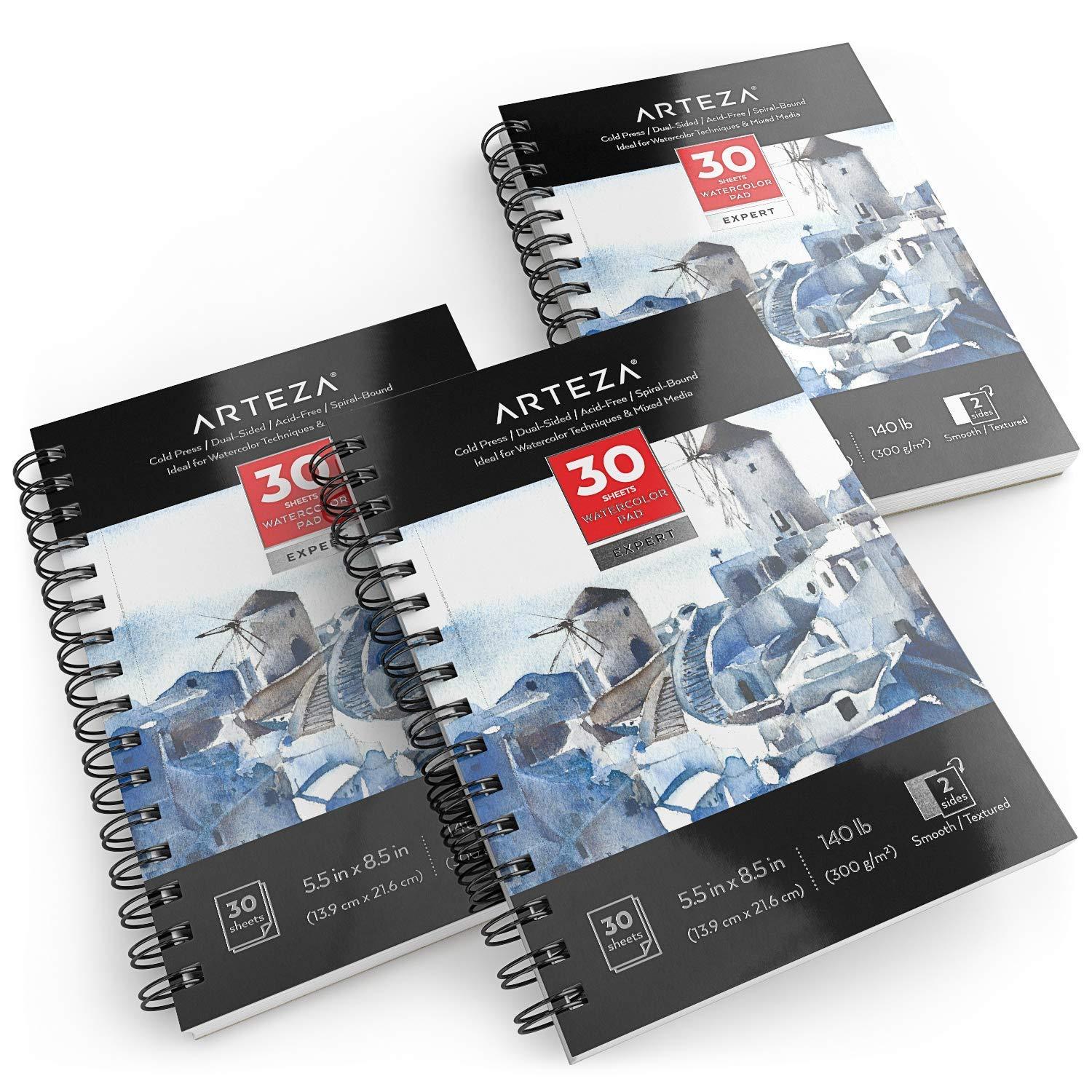 Arteza Hardcover Watercolor Paper Pad, 3.5x5.5, 80 Pages - 2 Pack : Target
