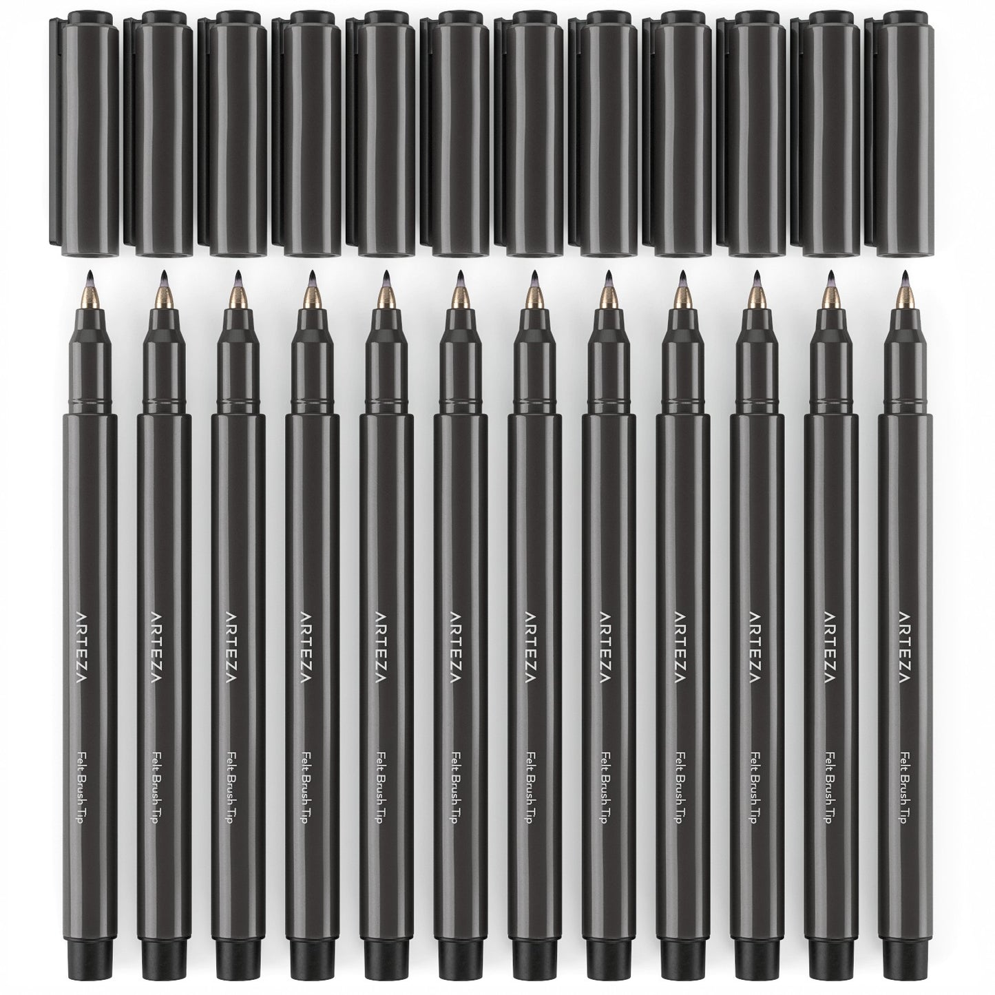 Felt Brush Pens, Black - Set of 12