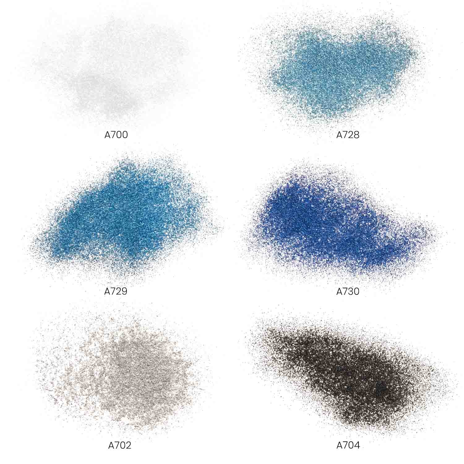 Color Chart of Arteza Fine Glitter Ocean Colors 2oz